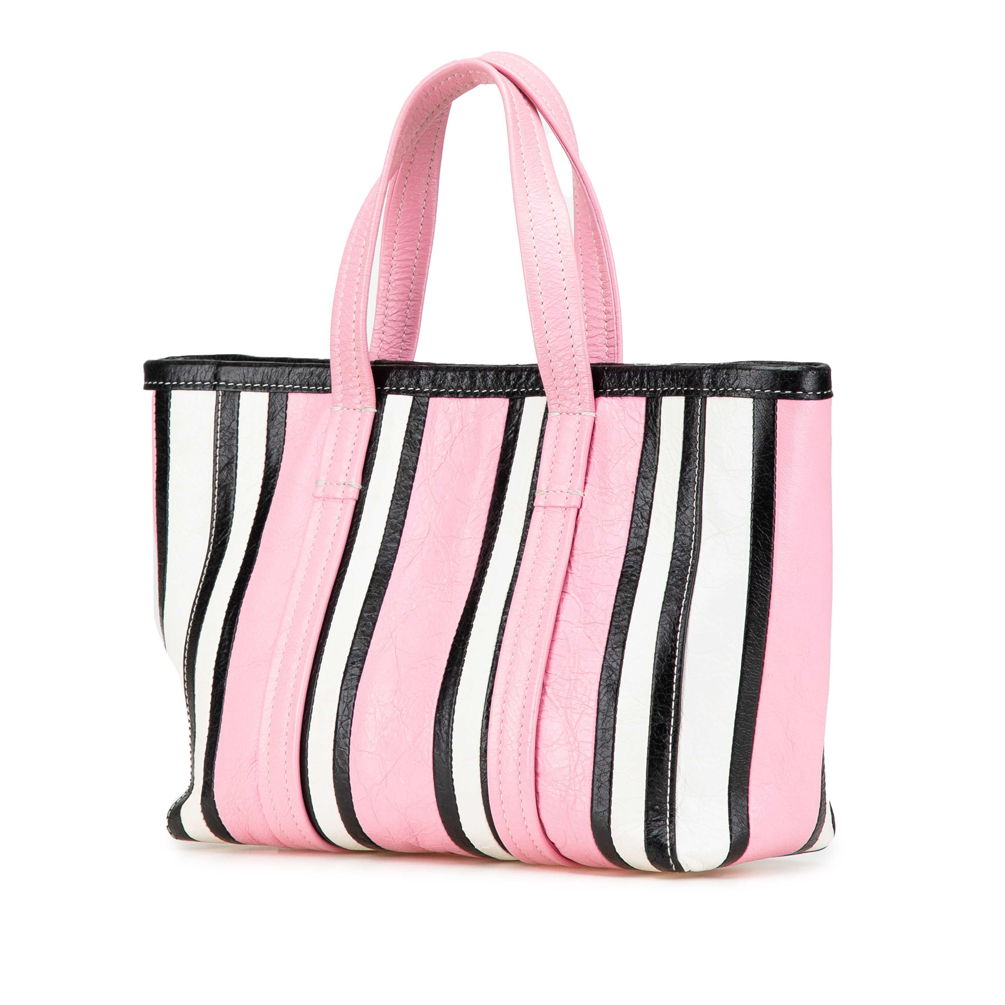 Balenciaga Small Lambskin Barbes East West Striped Shopper Tote