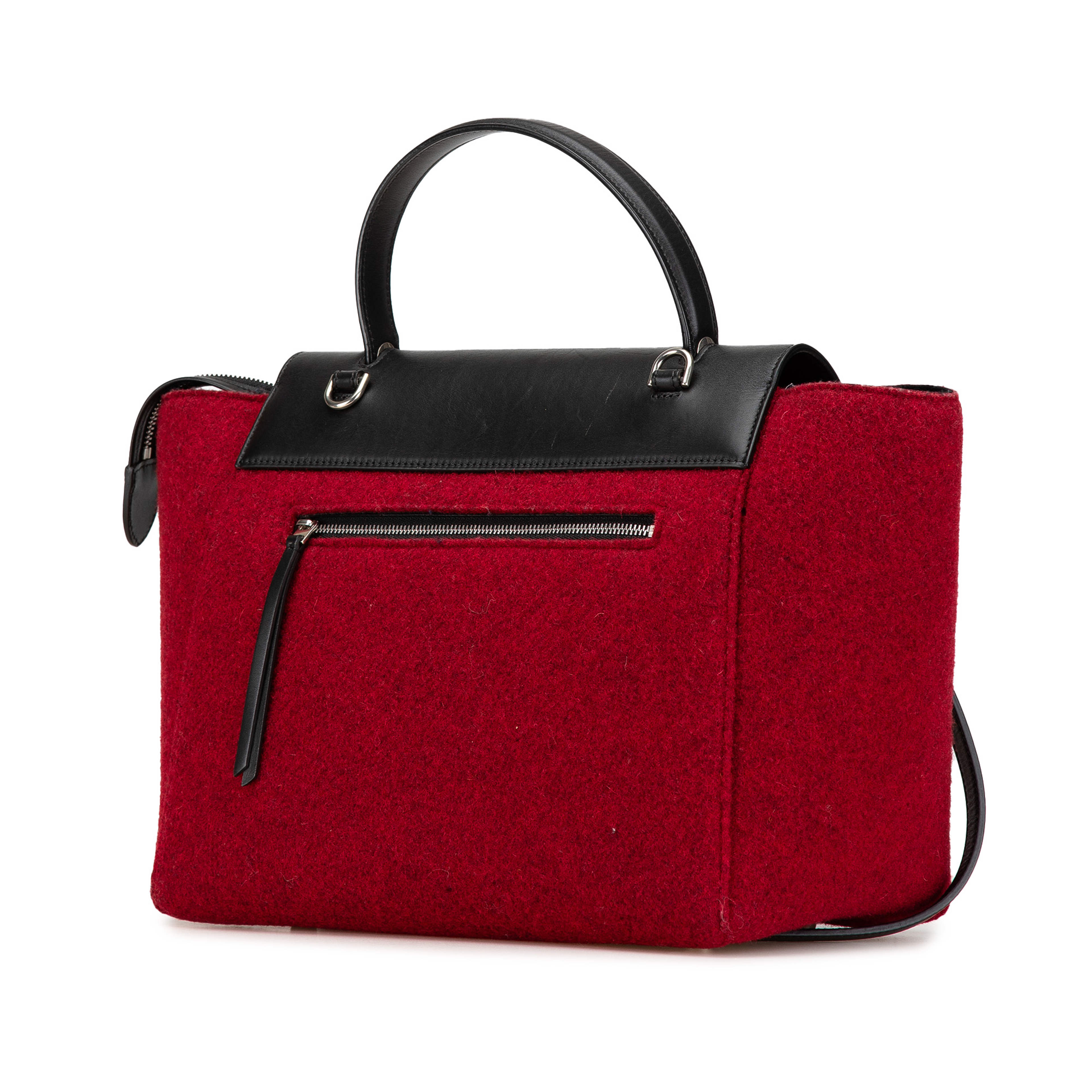 Celine Mini Felt And Calfskin Belt Satchel, från Luxclusif, i färgen red. Klicka för att öppna bilden i stort format