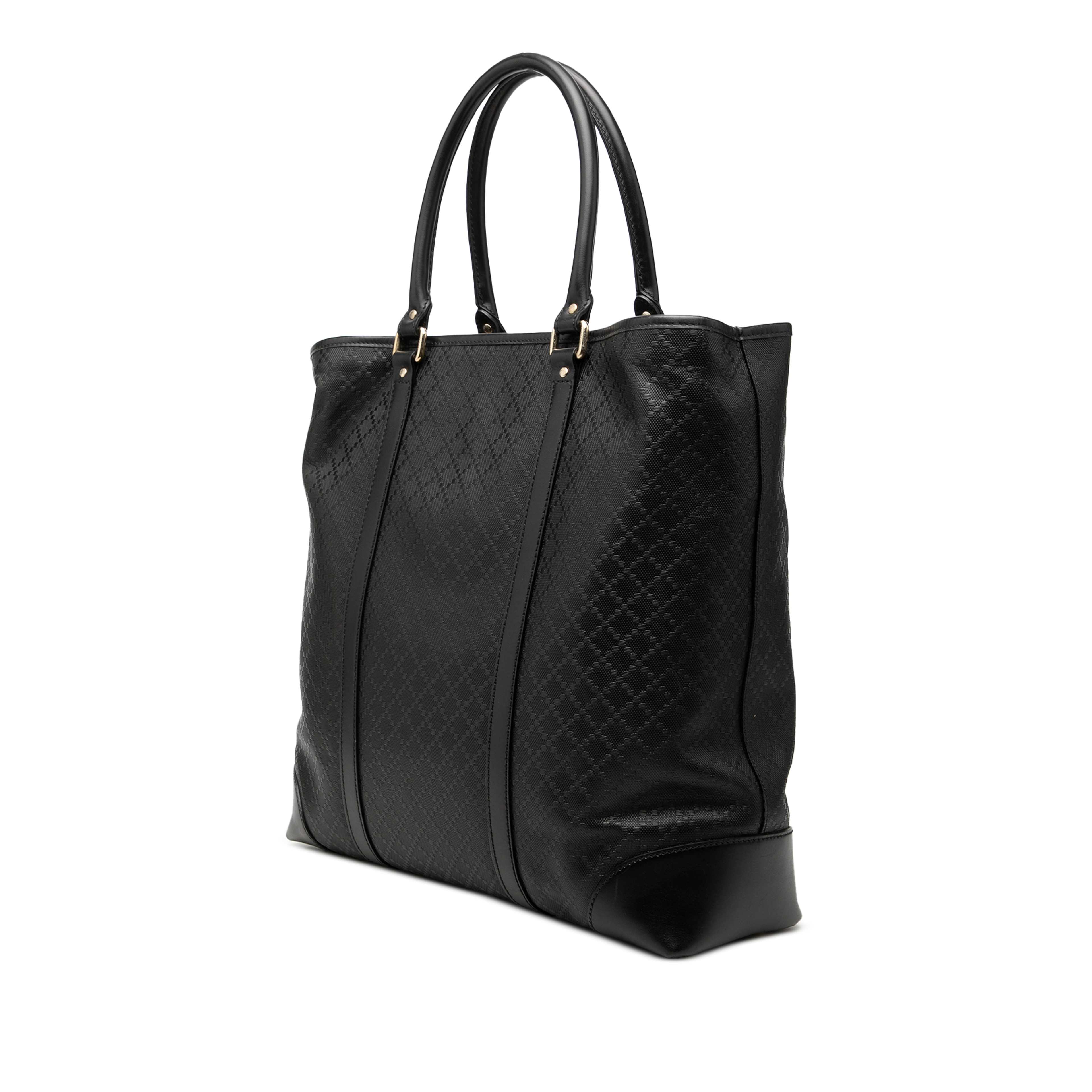 Gucci Diamante Calfskin Hilary Lux Joy Vertical Tote, från Luxclusif, i färgen svart. Klicka för att öppna bilden i stort format
