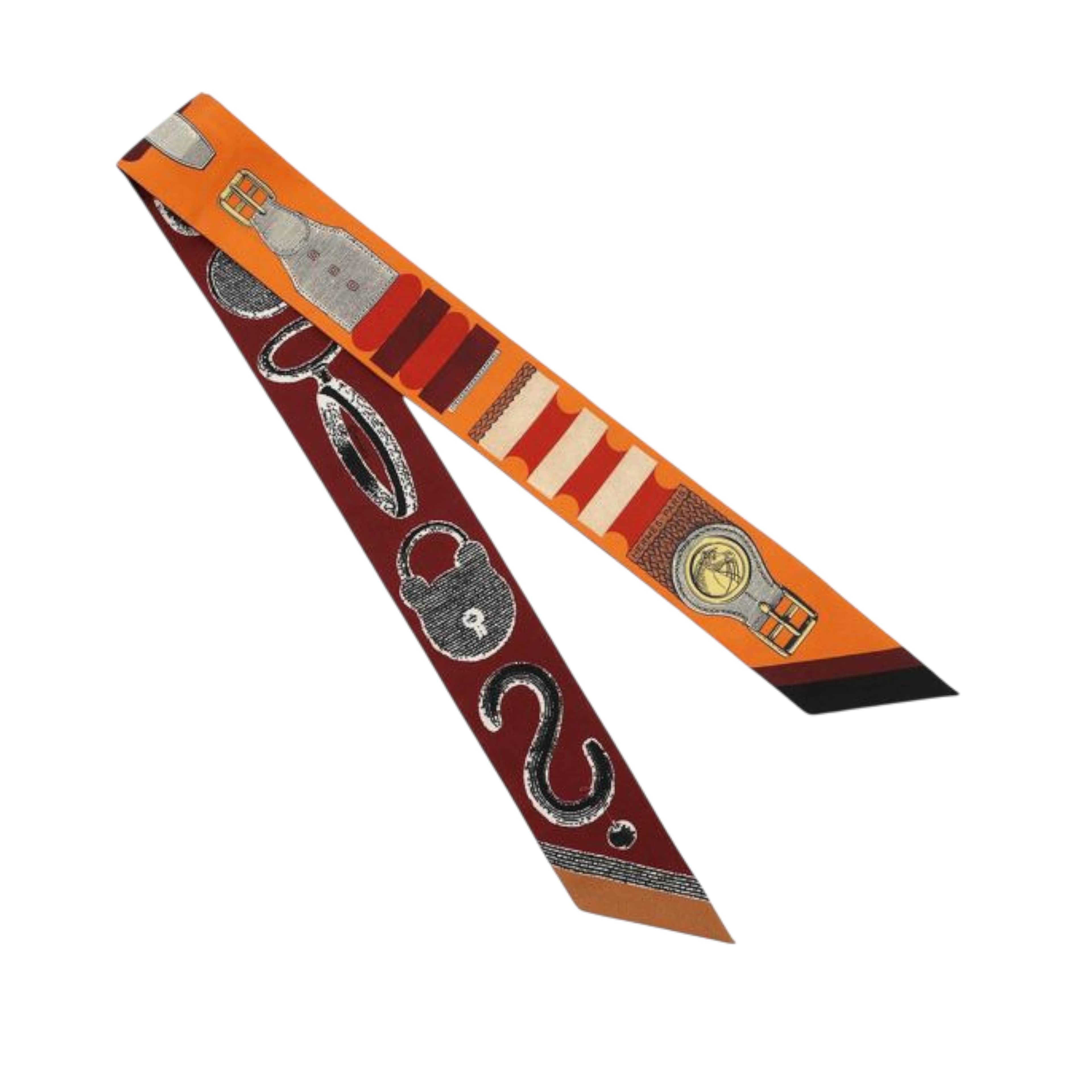 Hermès Inventaire Poetique De Brides A Bloc Silk Twilly Scarf, från Luxclusif, i färgen orange. Klicka för att öppna bilden i stort format