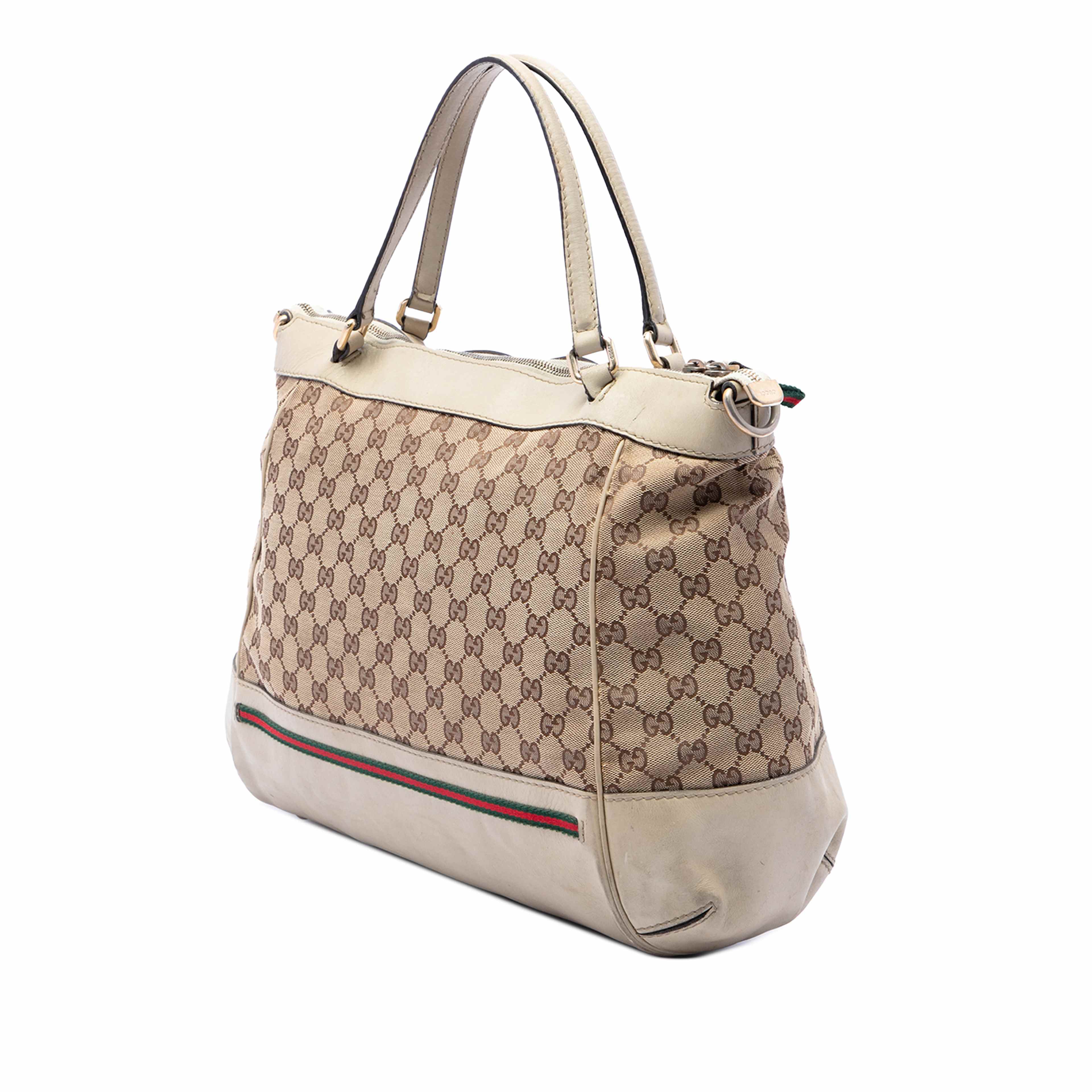 Gucci Gg Canvas Web Mayfair Satchel, från Luxclusif, i färgen vit. Klicka för att öppna bilden i stort format
