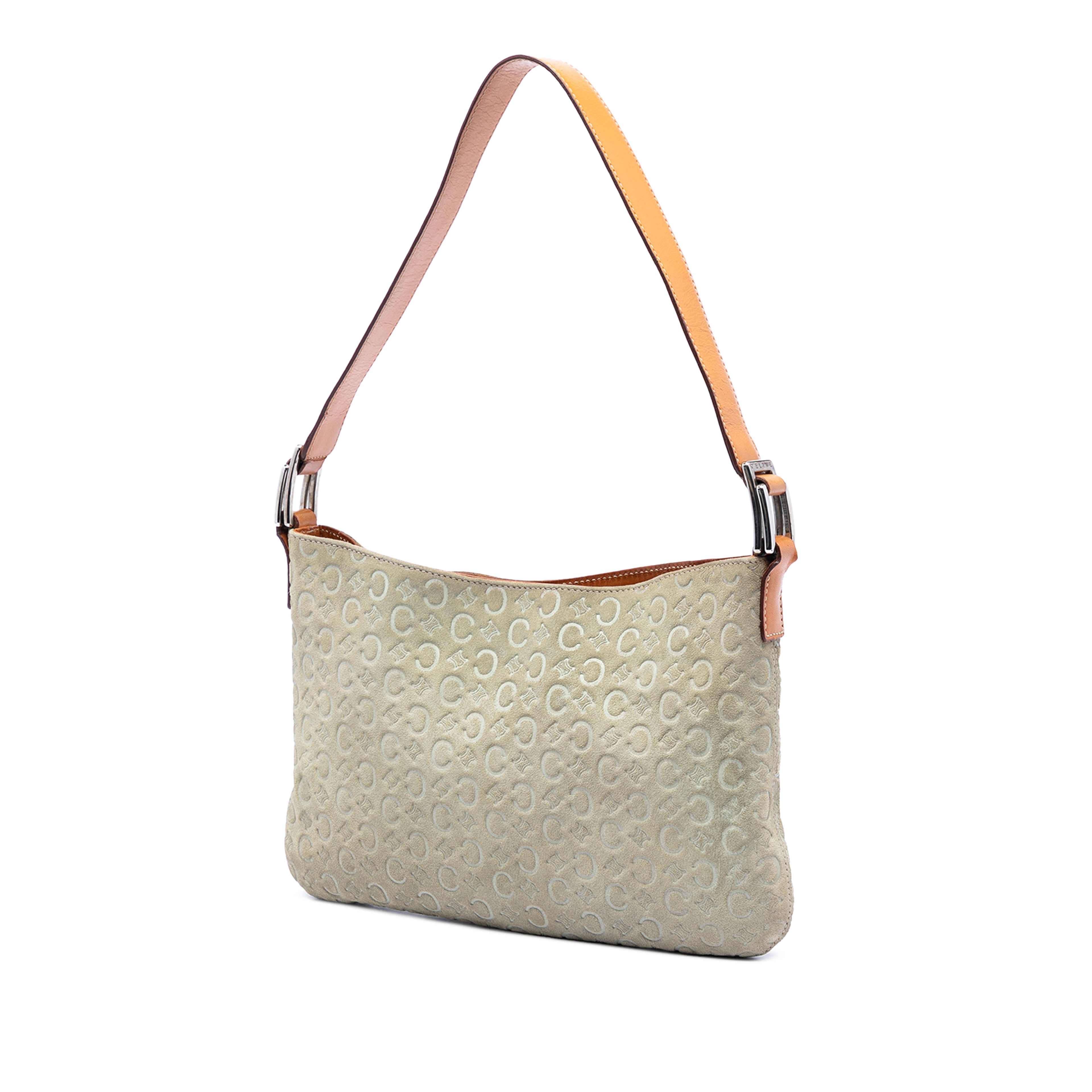 Celine C Macadam Suede Shoulder Bag, från Luxclusif, i färgen brun. Klicka för att öppna bilden i stort format