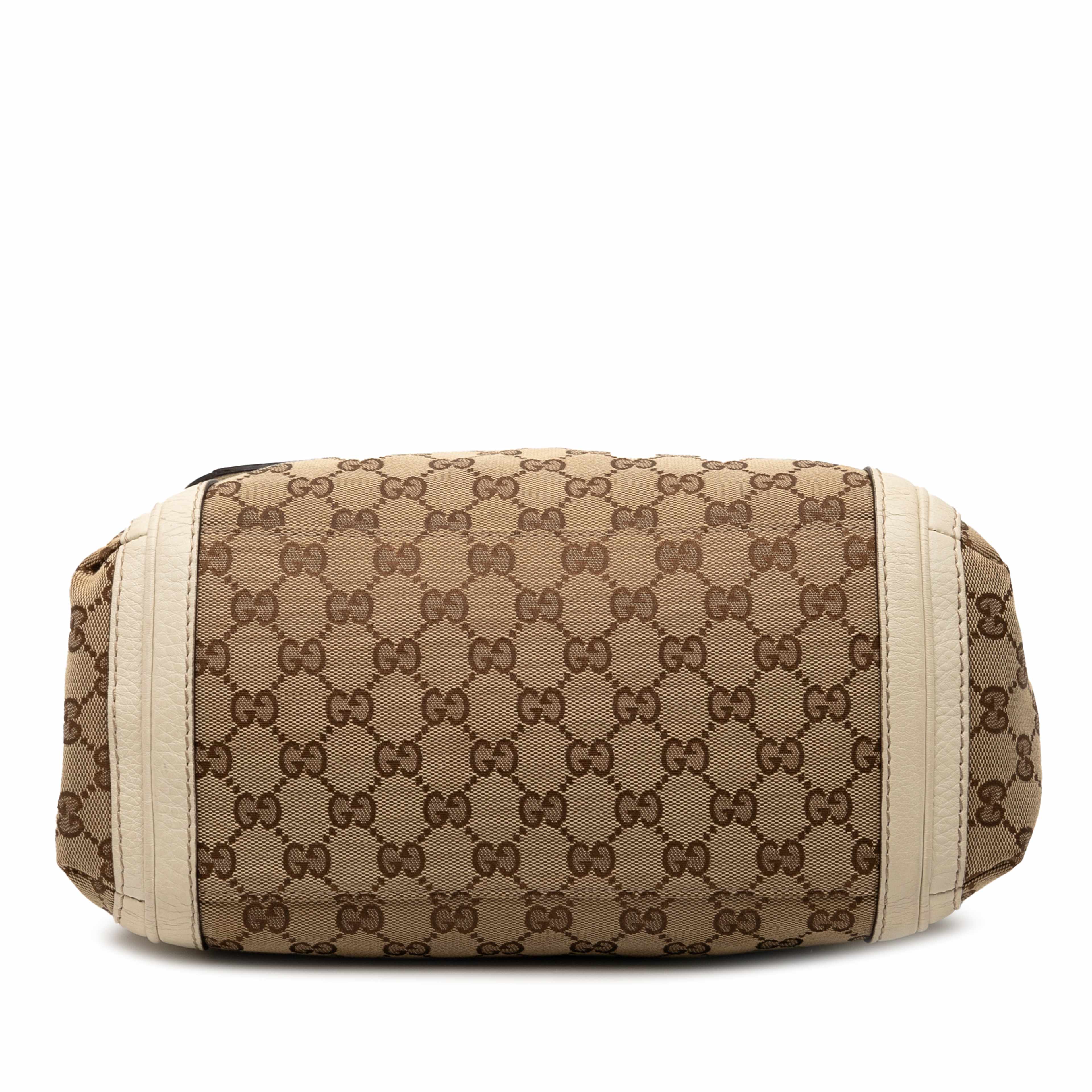 Gucci Gg Canvas Bella Flap Satchel, från Luxclusif, i färgen beige. Klicka för att öppna bilden i stort format