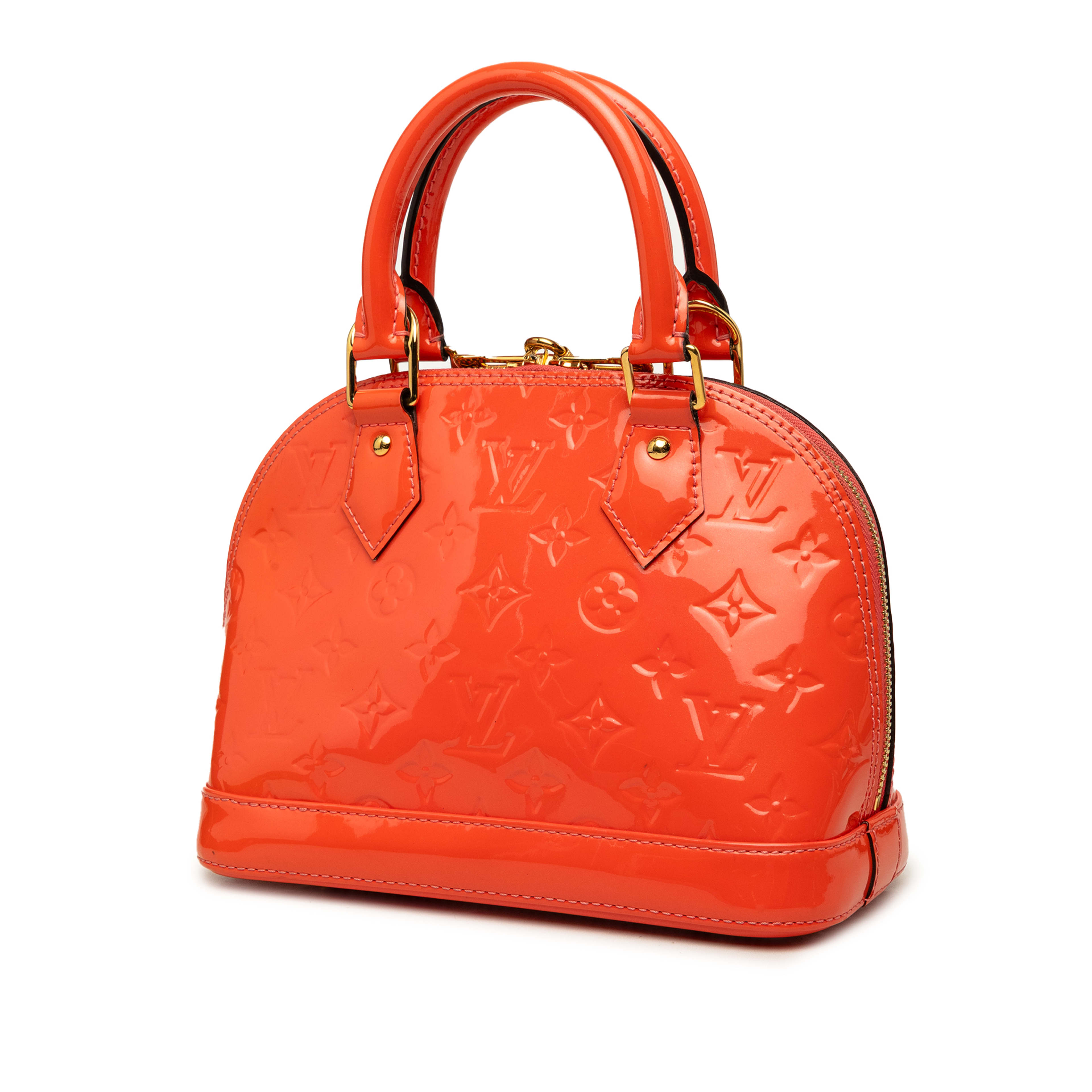 Louis Vuitton Monogram Vernis Alma Bb, från Luxclusif, i färgen orange. Klicka för att öppna bilden i stort format
