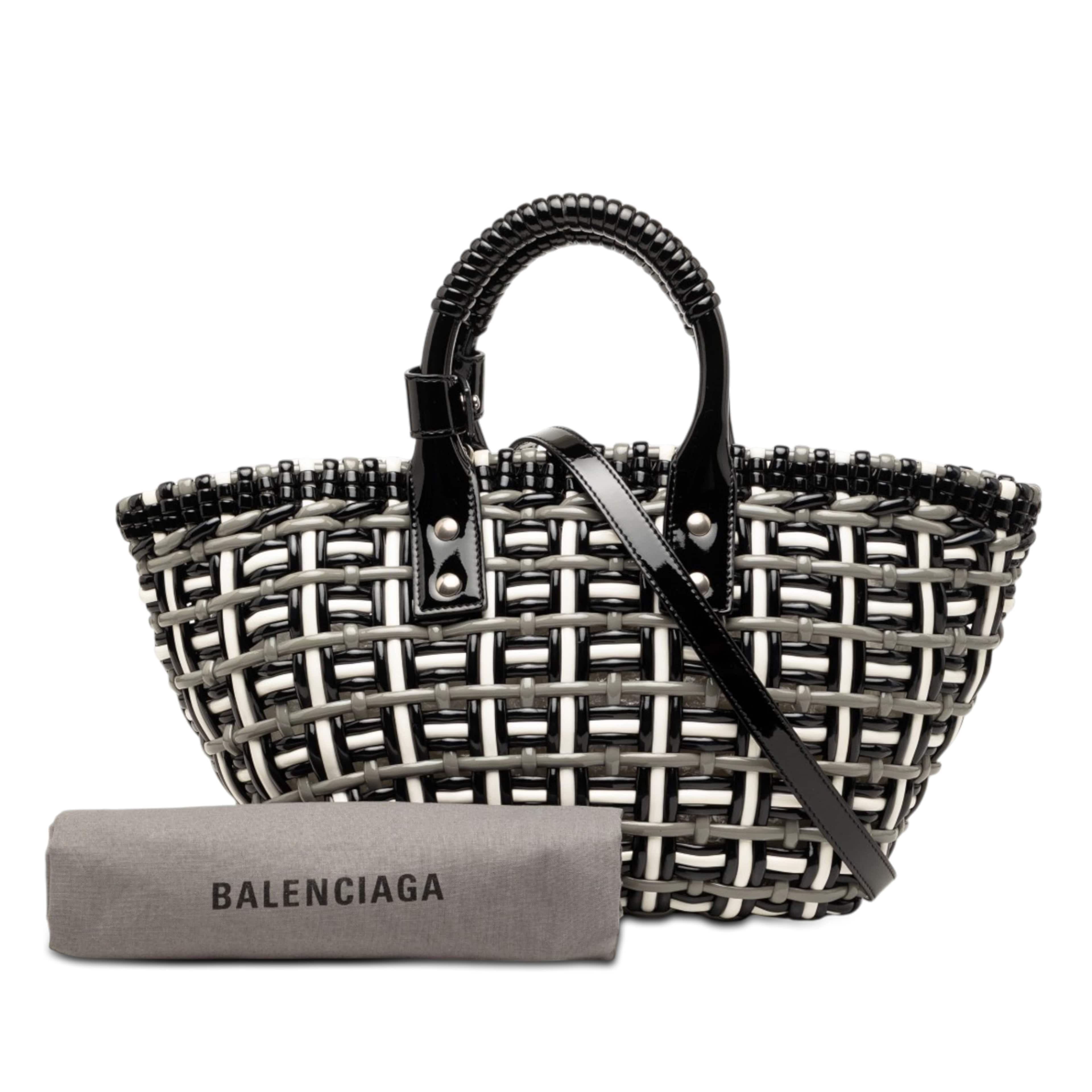 Balenciaga Faux Leather Bistro Basket Bag Xs, från Luxclusif, i färgen grå. Klicka för att öppna bilden i stort format