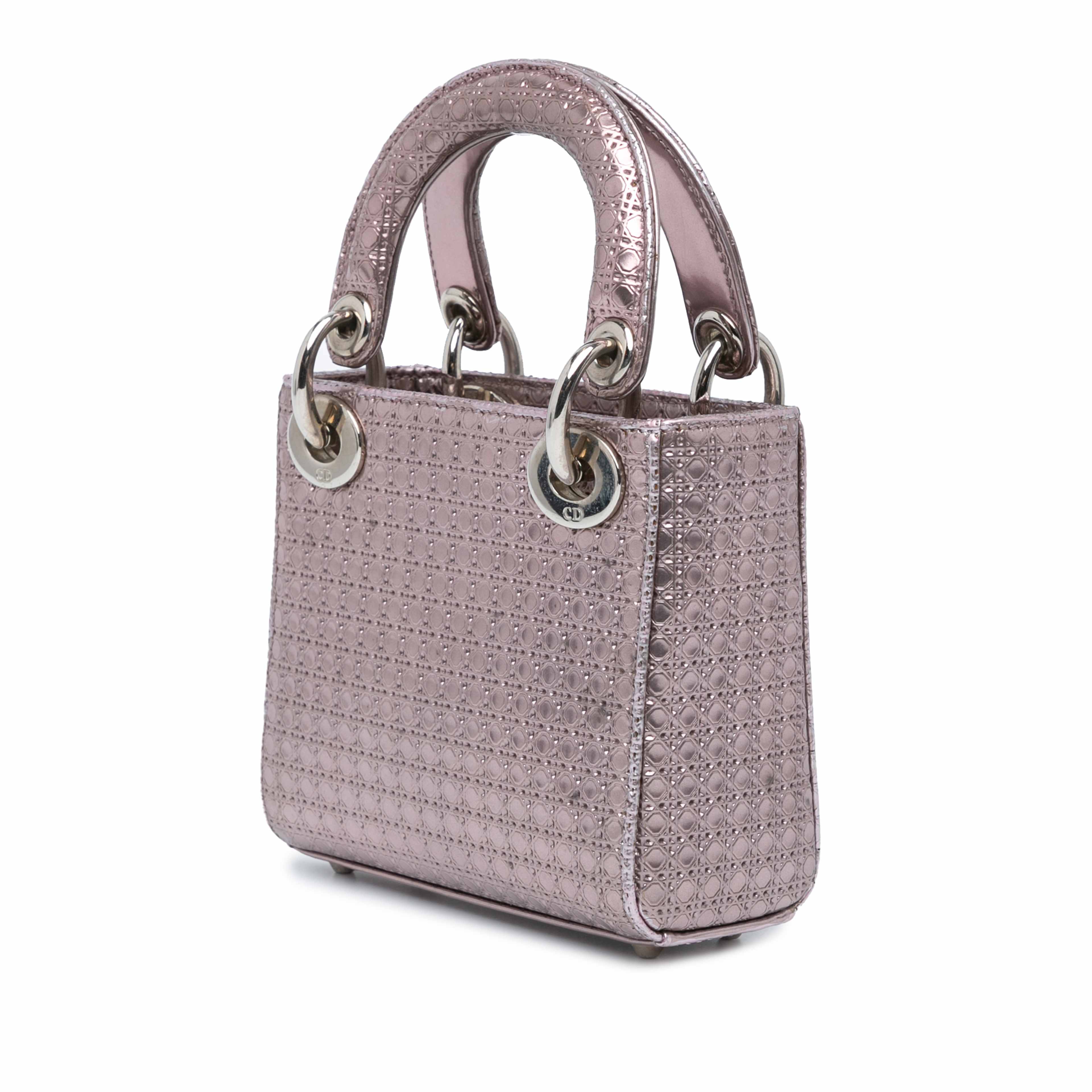 Dior Mini Metallic Patent Microcannage Lady Dior