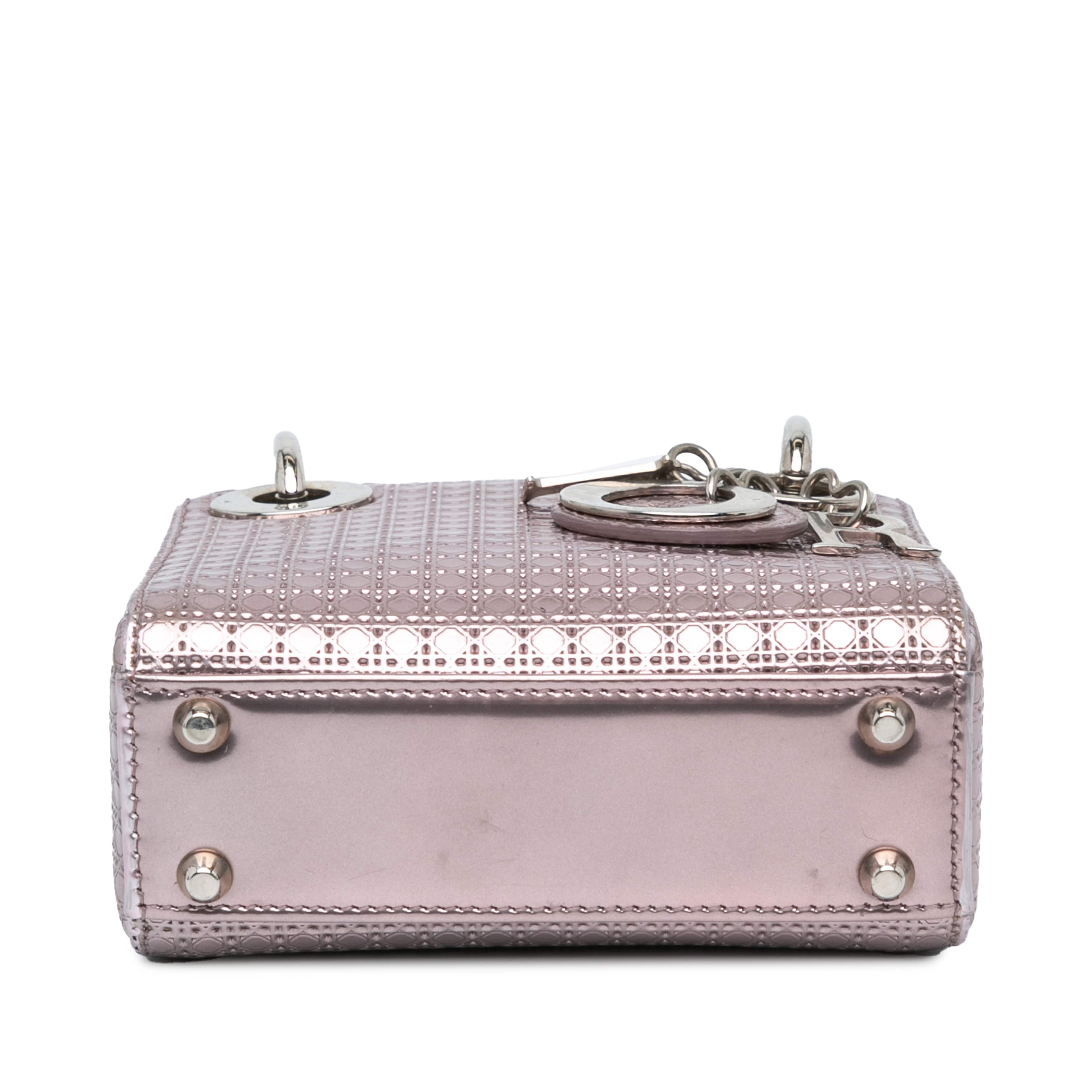Dior Mini Metallic Patent Microcannage Lady Dior
