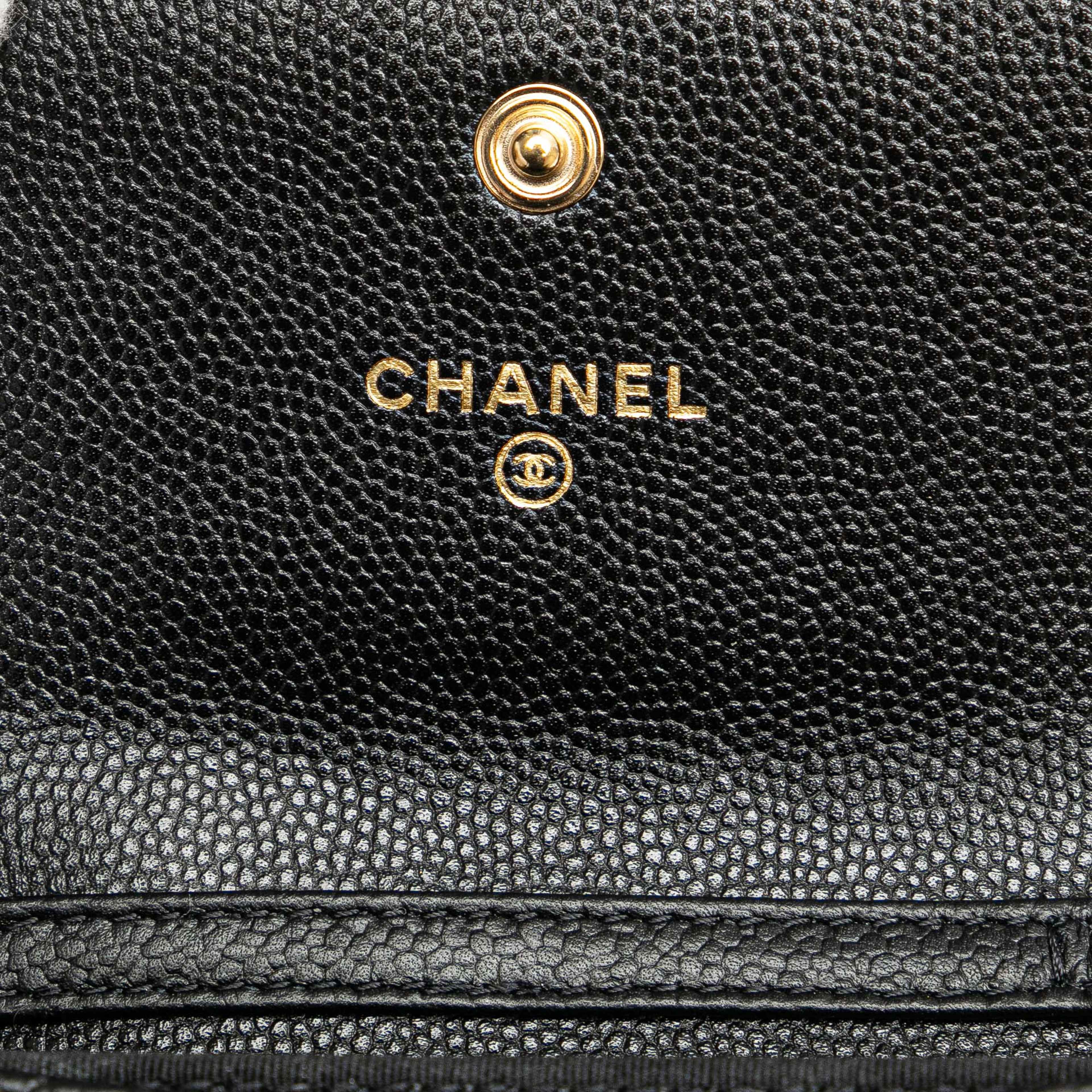 Chanel Quilted Caviar Boy Card Holder With Chain