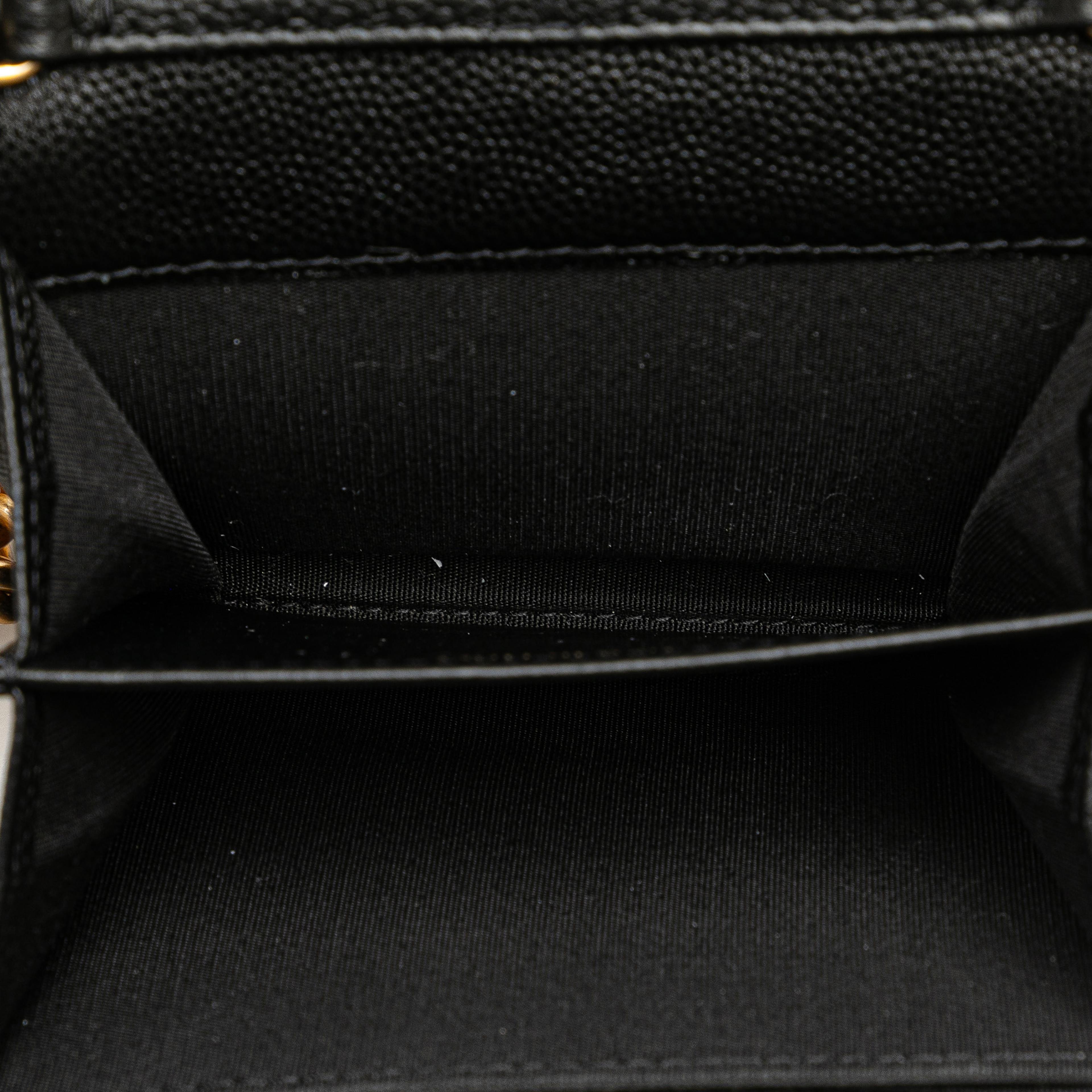 Chanel Quilted Caviar Boy Card Holder With Chain