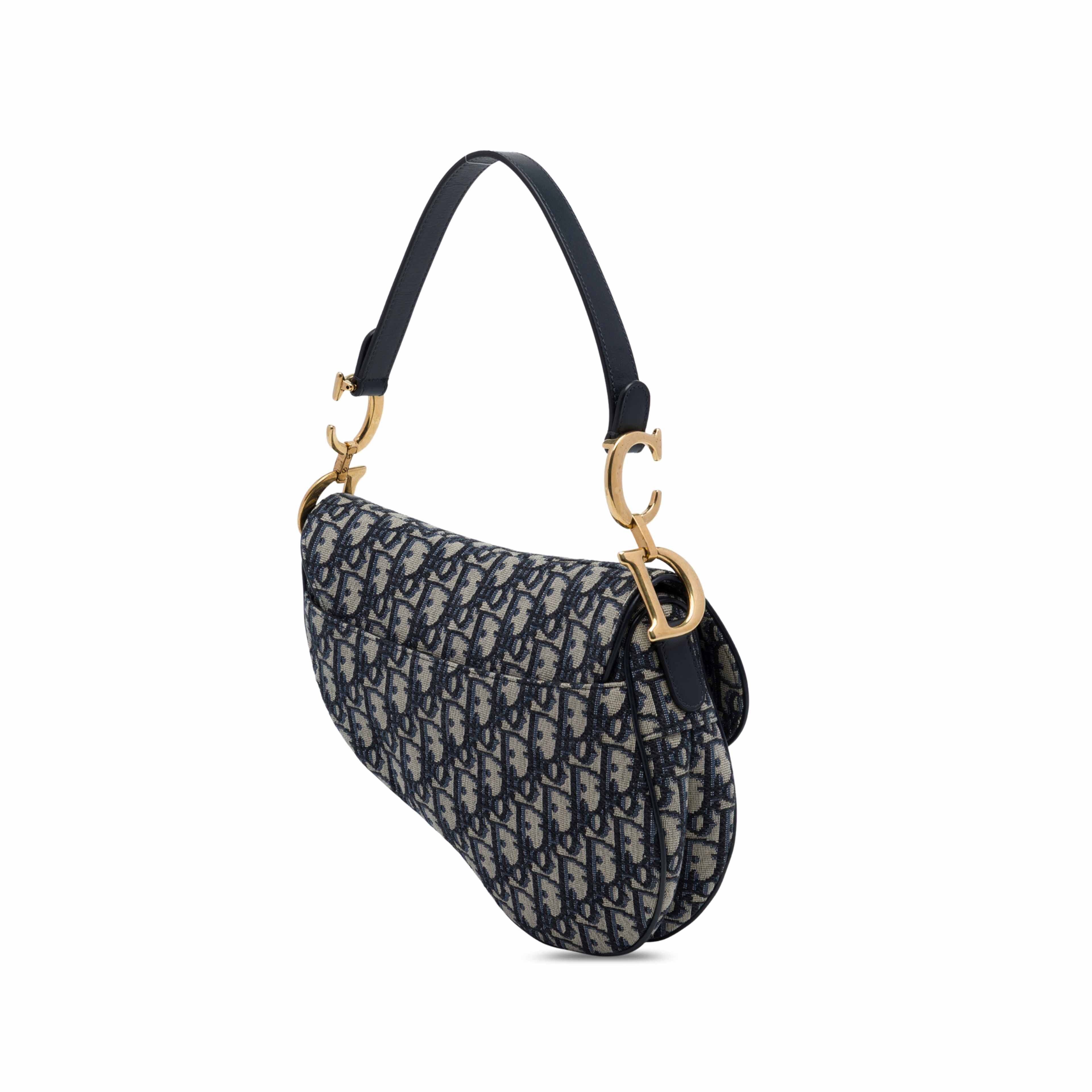 Dior Oblique Canvas Saddle Bag, från Luxclusif, i färgen blå. Klicka för att öppna bilden i stort format