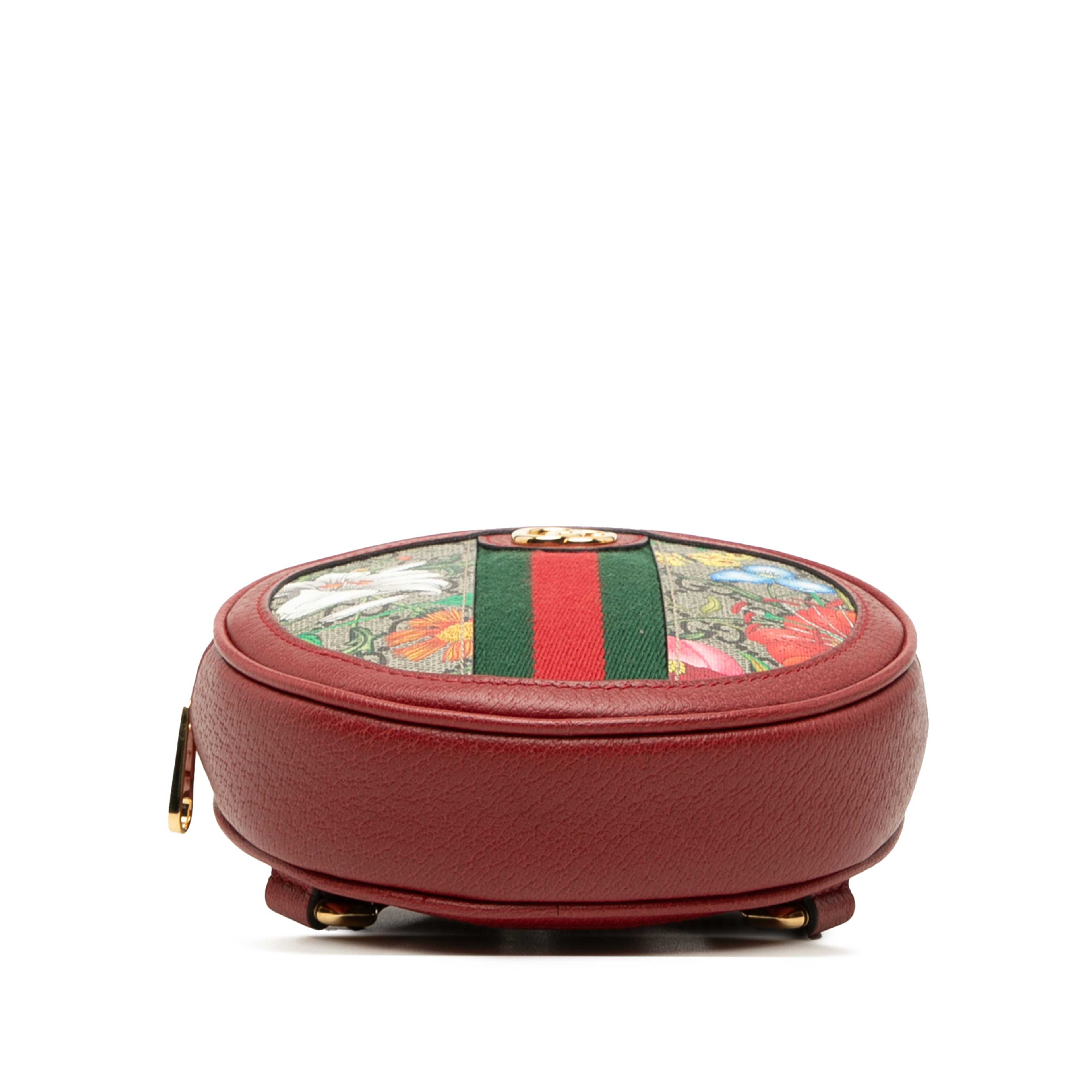 Gucci Mini Gg Supreme Web Flora Round Ophidia Backpack, från Luxclusif, i färgen beige. Klicka för att öppna bilden i stort format