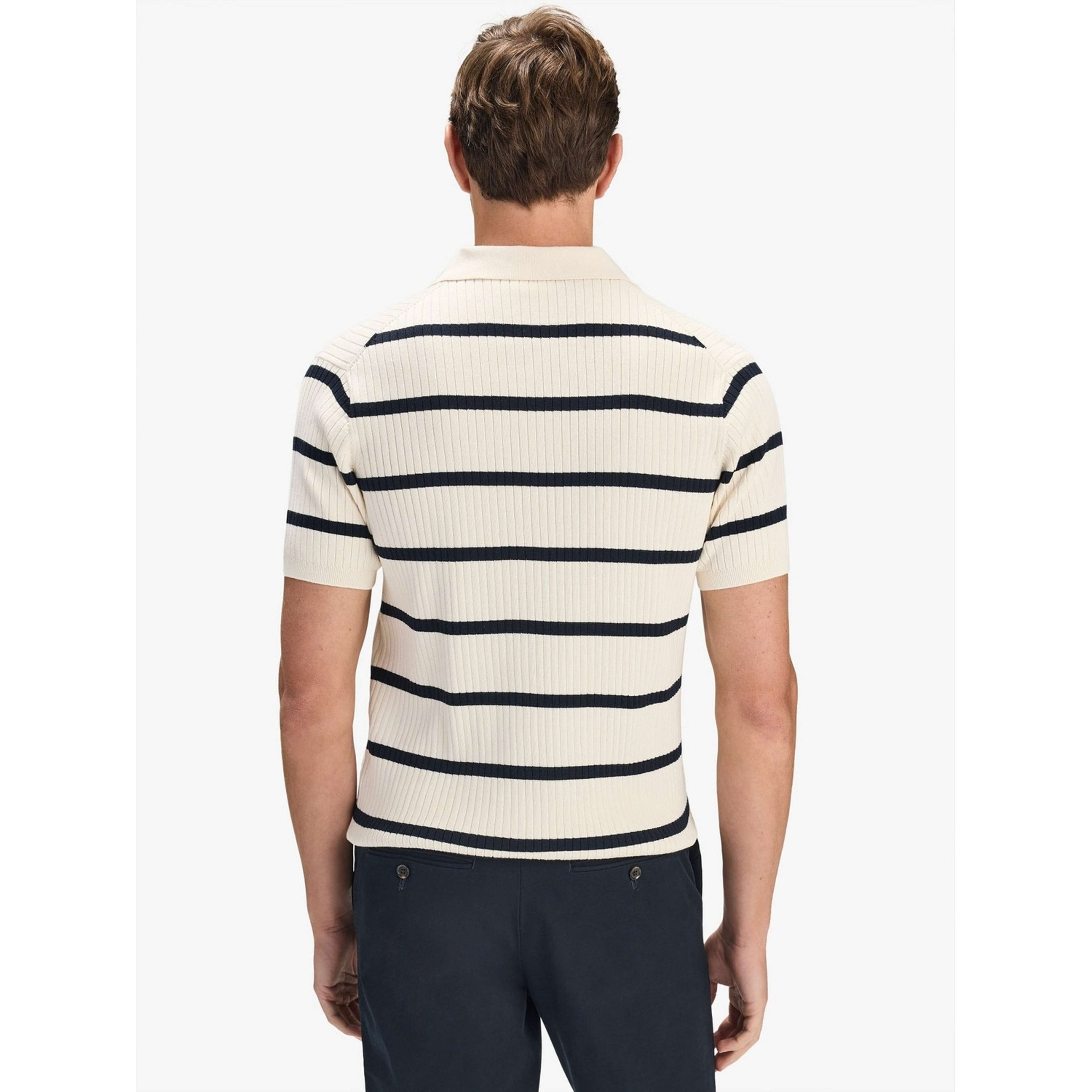 Cotton Rib Knitted Ss Polo Sweater (pedro)