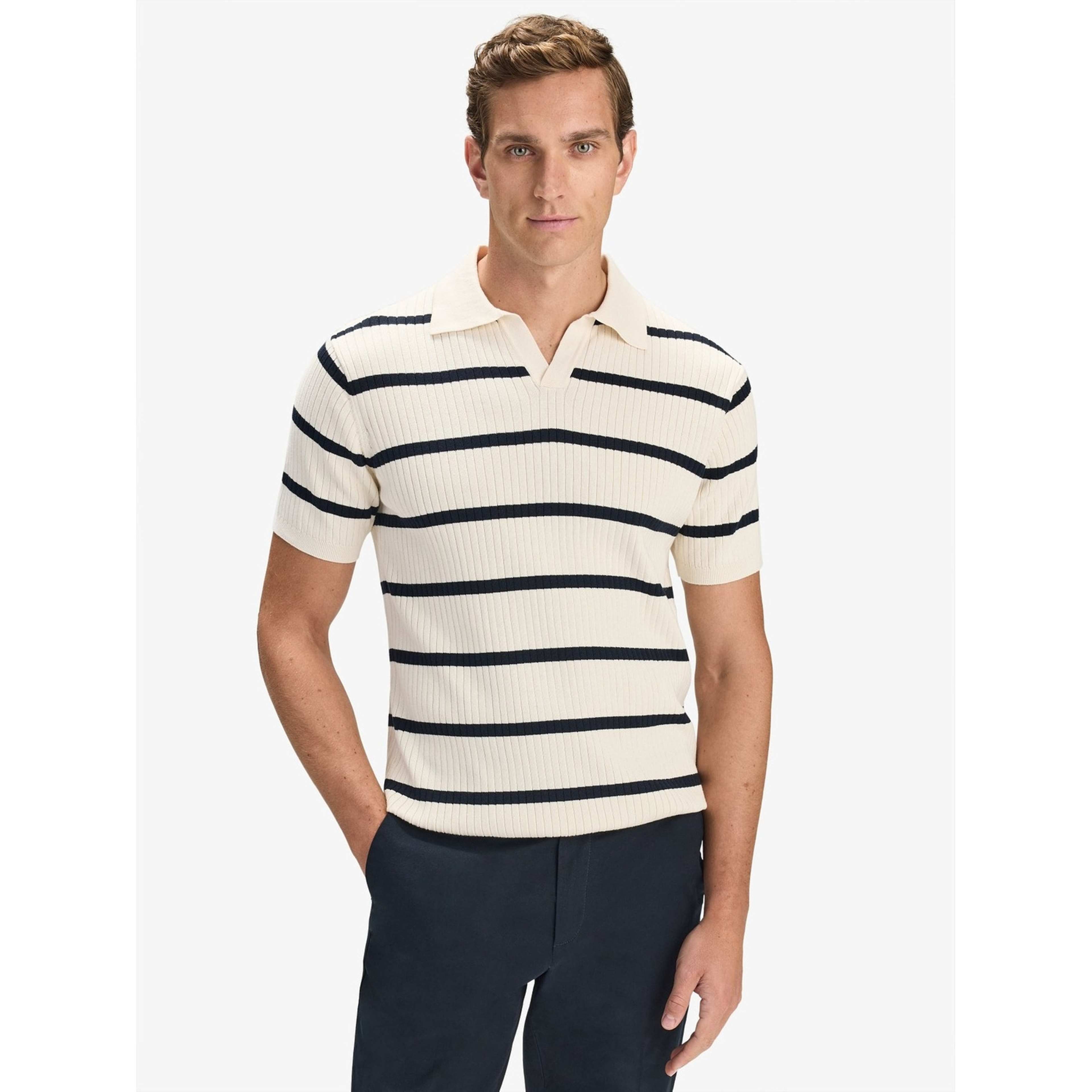 Cotton Rib Knitted Ss Polo Sweater (pedro)