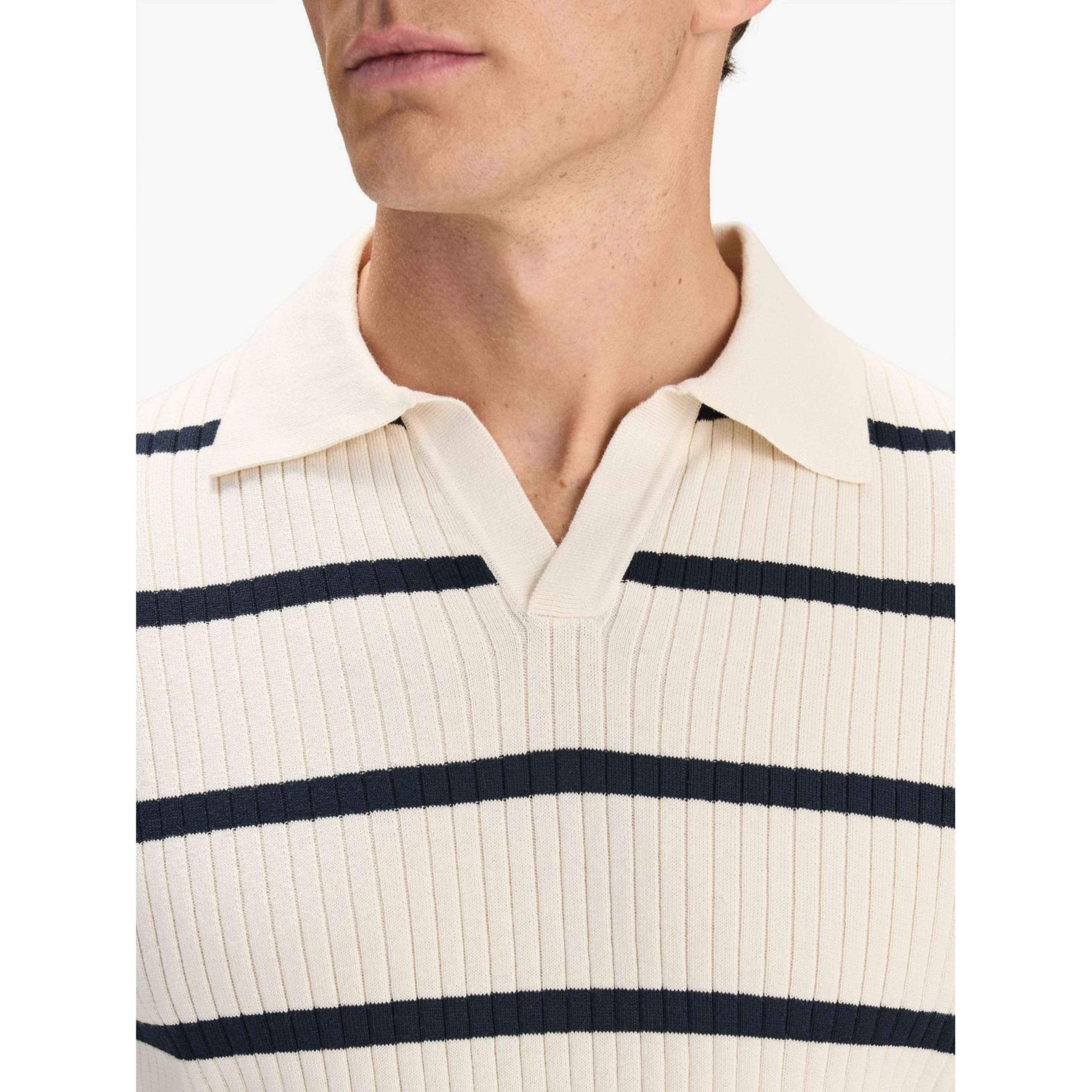 Cotton Rib Knitted Ss Polo Sweater (pedro)