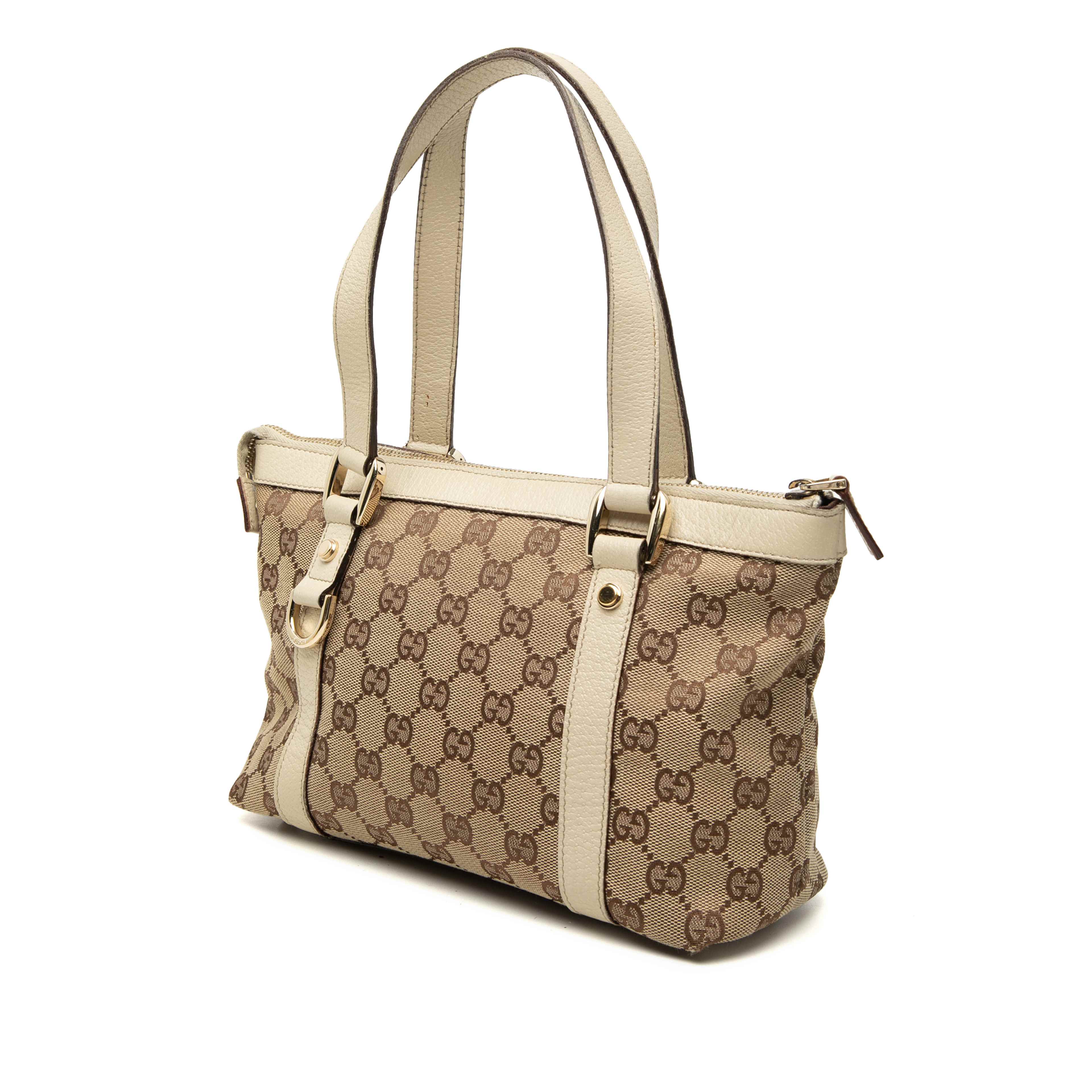 Gucci Gg Canvas Abbey D Ring Tote, från Luxclusif, i färgen beige. Klicka för att öppna bilden i stort format