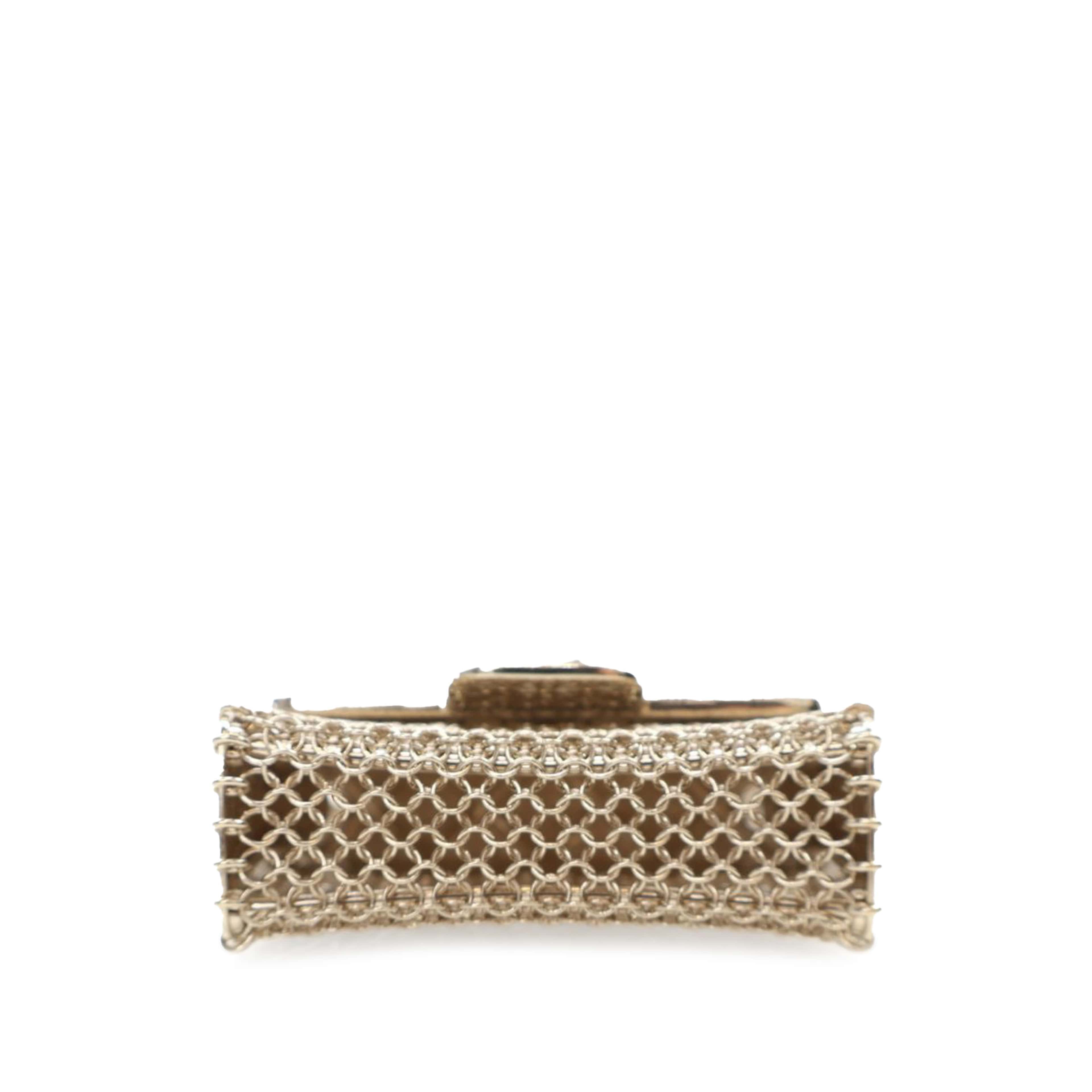Chanel Gold Plated Lambskin Micro Flap Bag Pendant Necklace