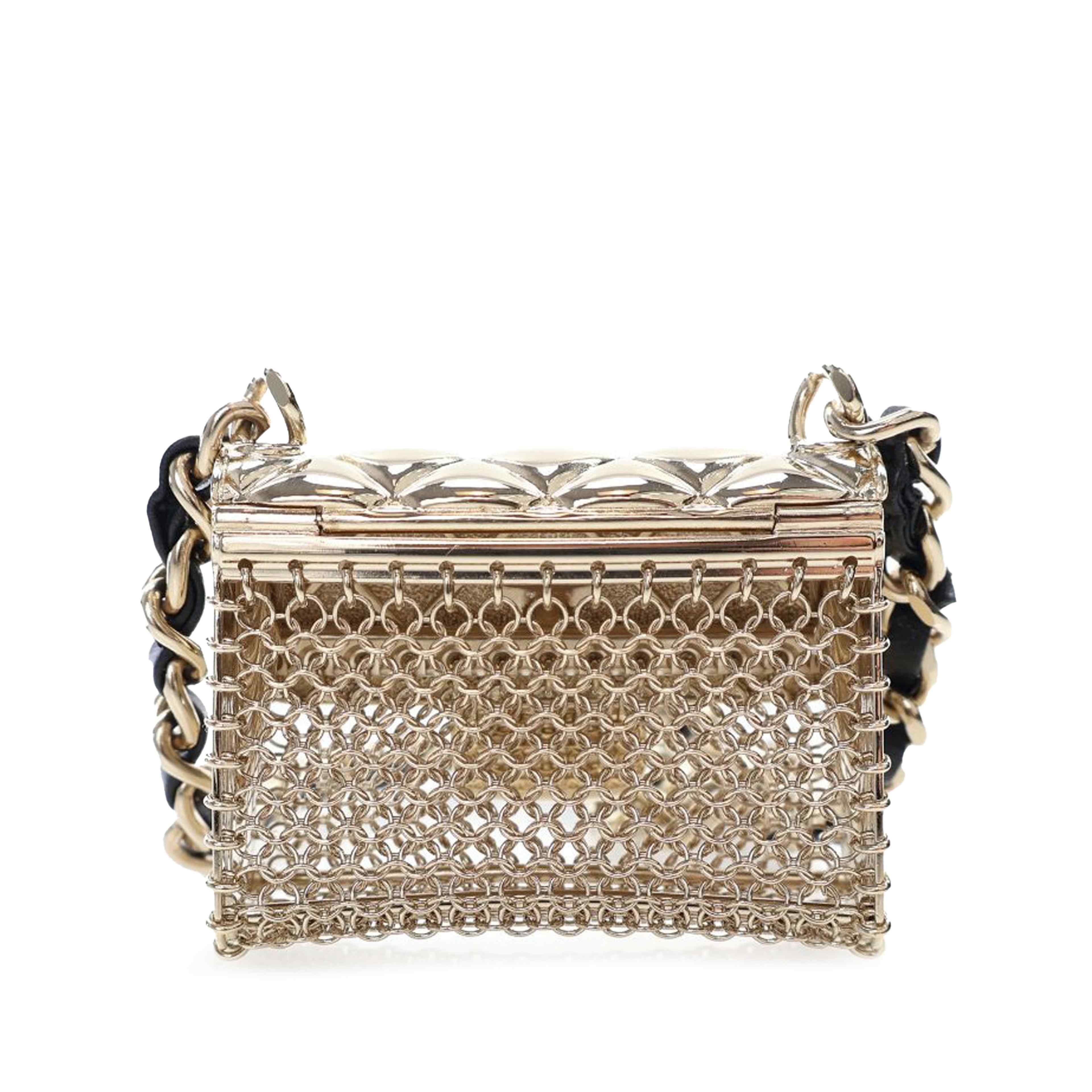 Chanel Gold Plated Lambskin Micro Flap Bag Pendant Necklace