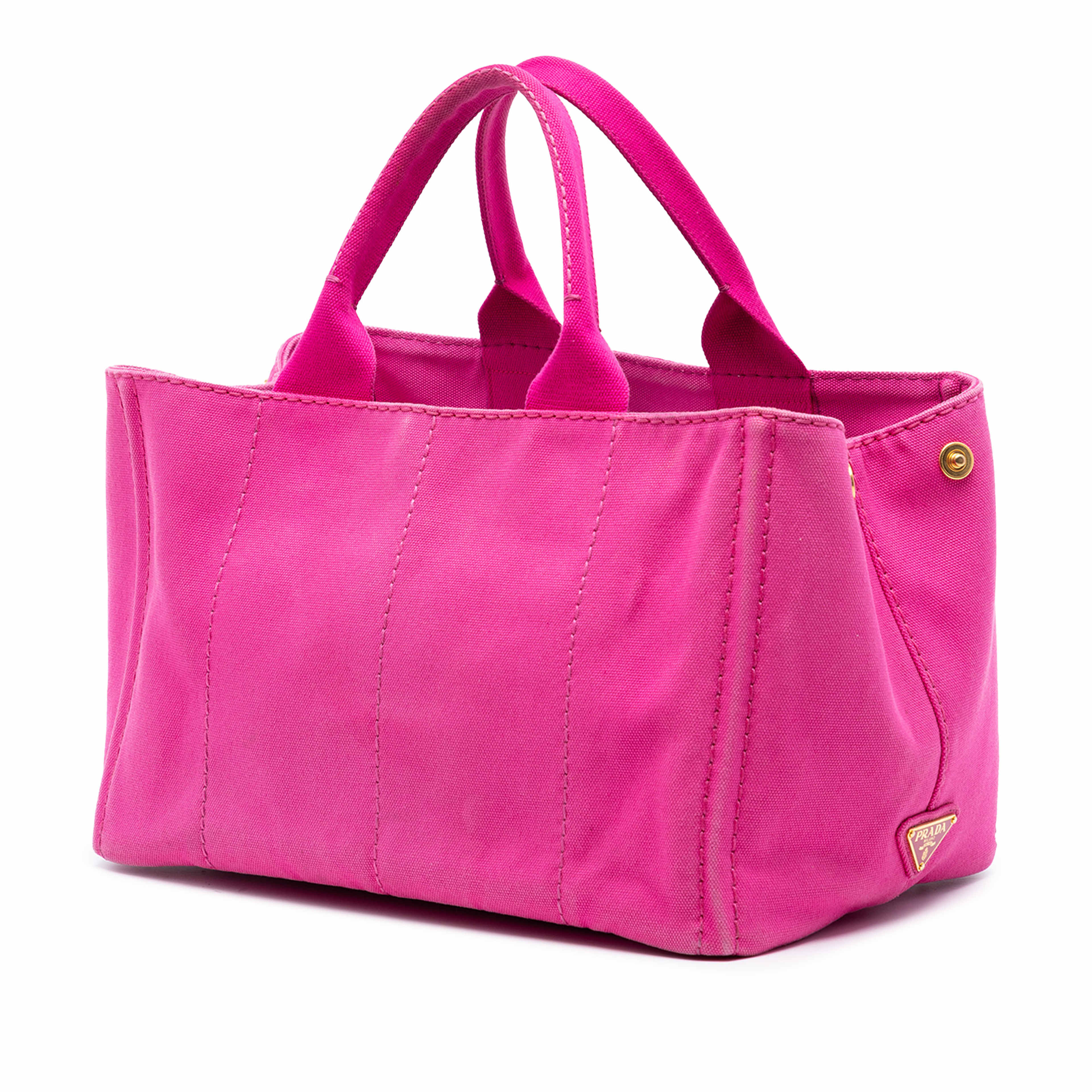 Prada Canvas Canapa Logo Satchel, från Luxclusif, i färgen hot pink. Klicka för att öppna bilden i stort format