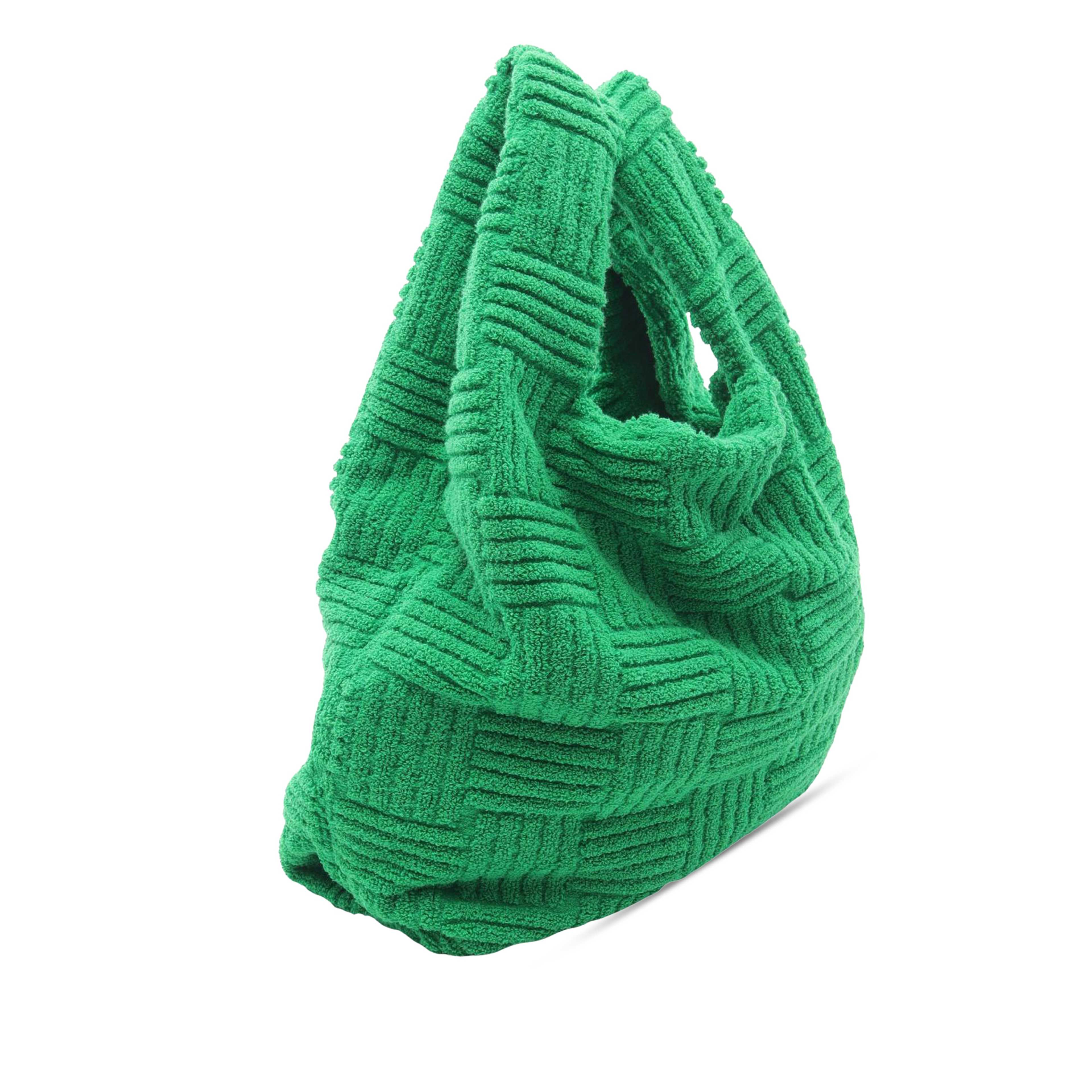 Bottega Veneta Terry Cloth Shopping Tote, från Luxclusif, i färgen grön. Klicka för att öppna bilden i stort format