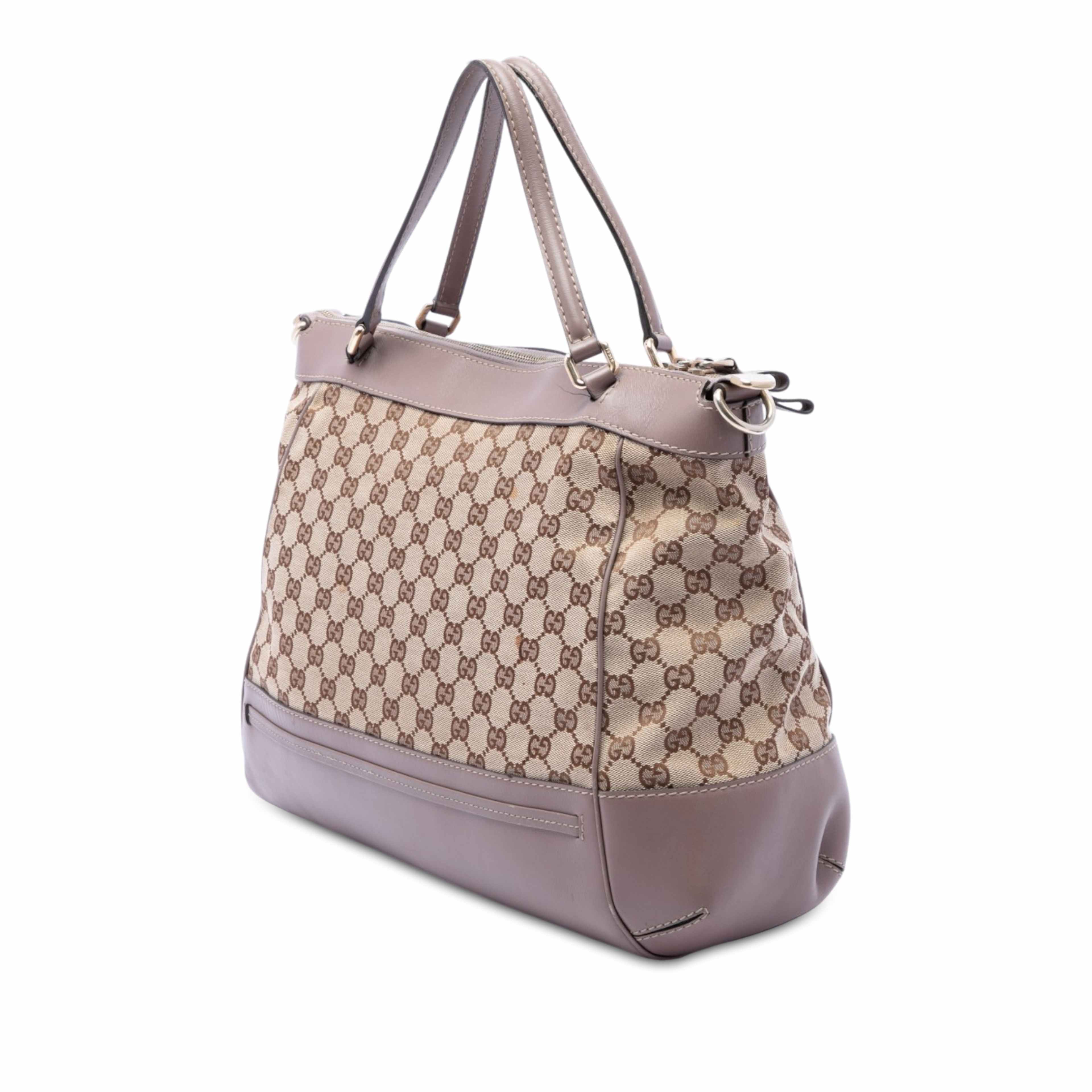Gucci Gg Canvas Mayfair Satchel, från Luxclusif, i färgen beige. Klicka för att öppna bilden i stort format