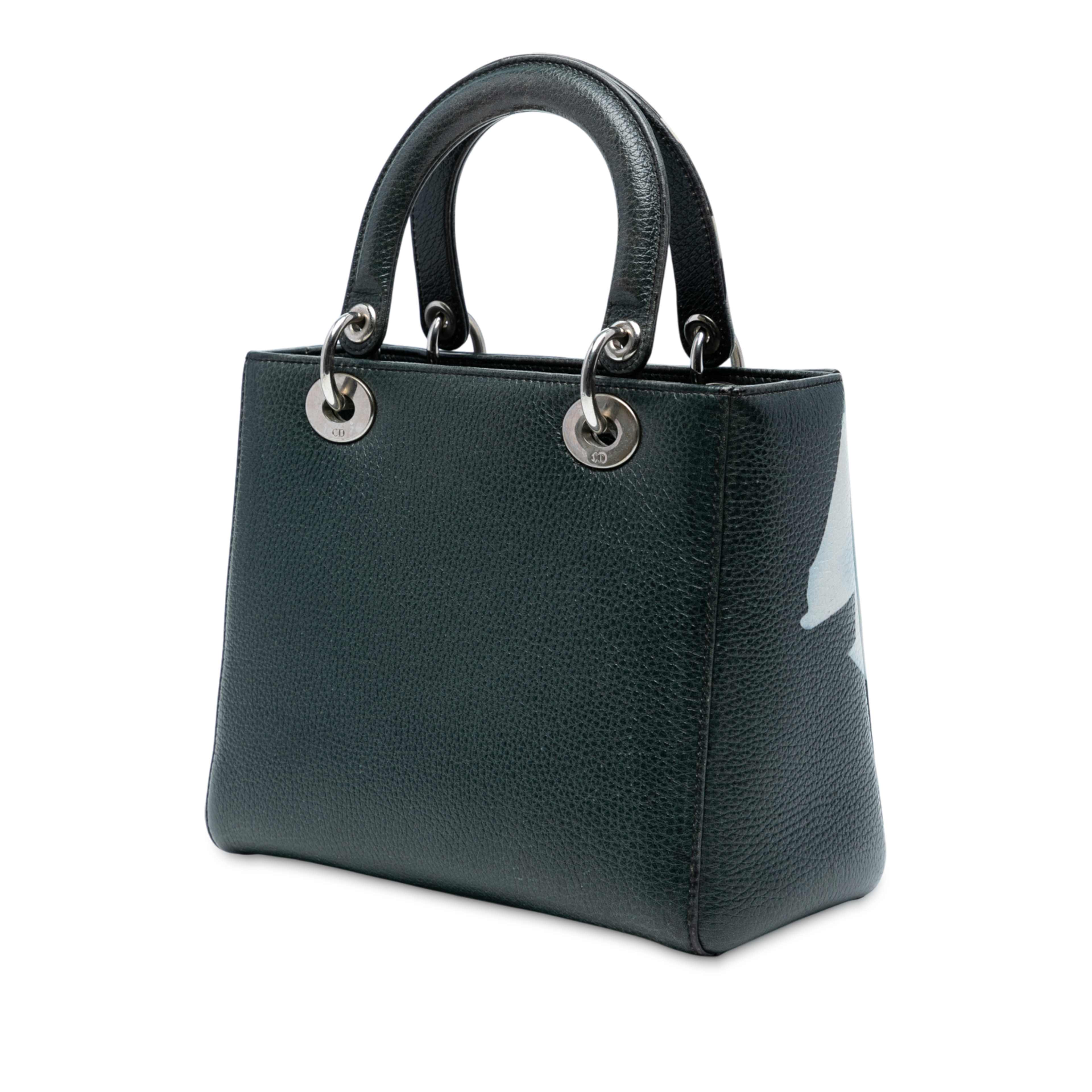 Dior Medium Deerskin Floral Print Lady Dior, från Luxclusif, i färgen dark green. Klicka för att öppna bilden i stort format