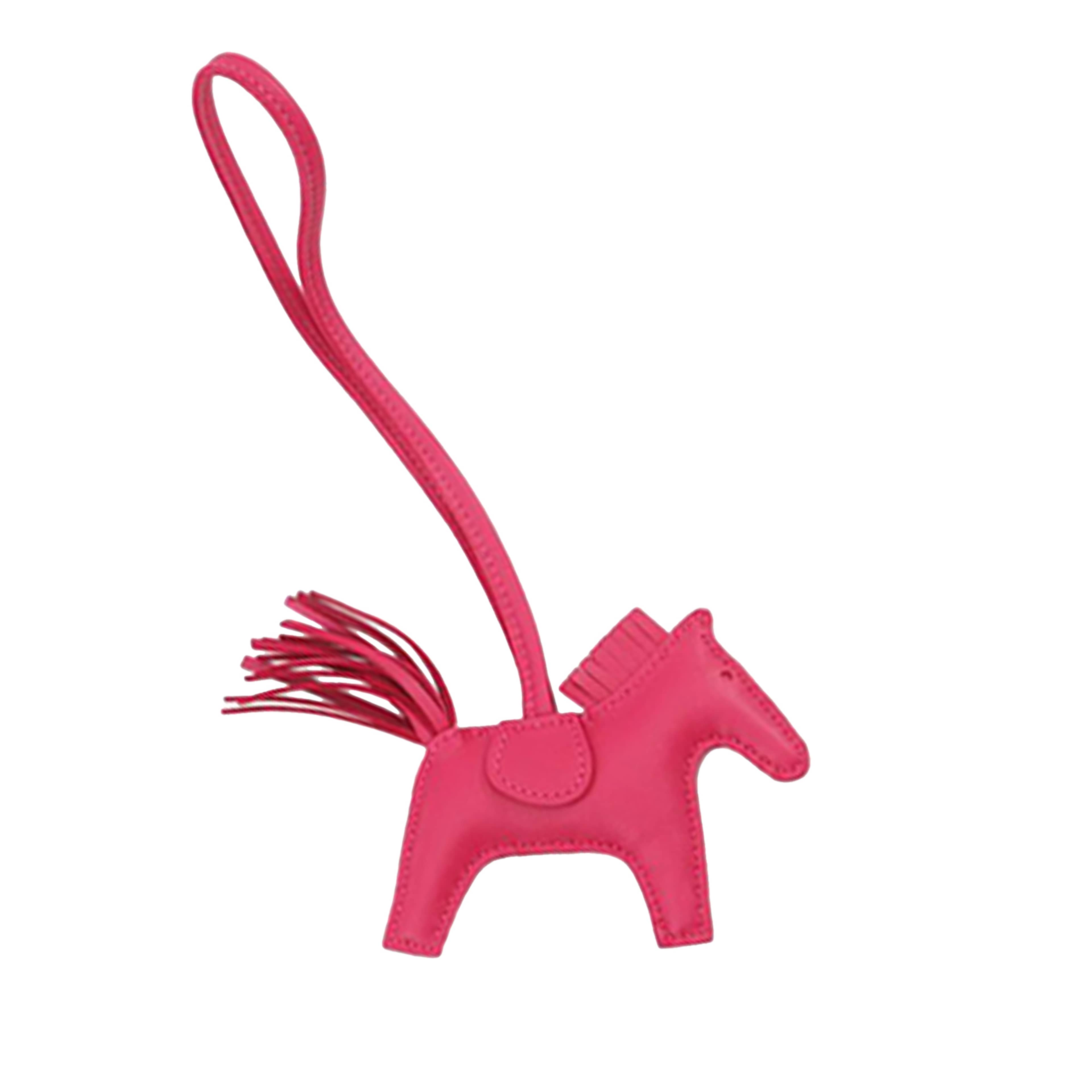 Hermès Milo Lambskin Grigri Rodeo Bag Charm Pm, från Luxclusif, i färgen hot pink. Klicka för att öppna bilden i stort format