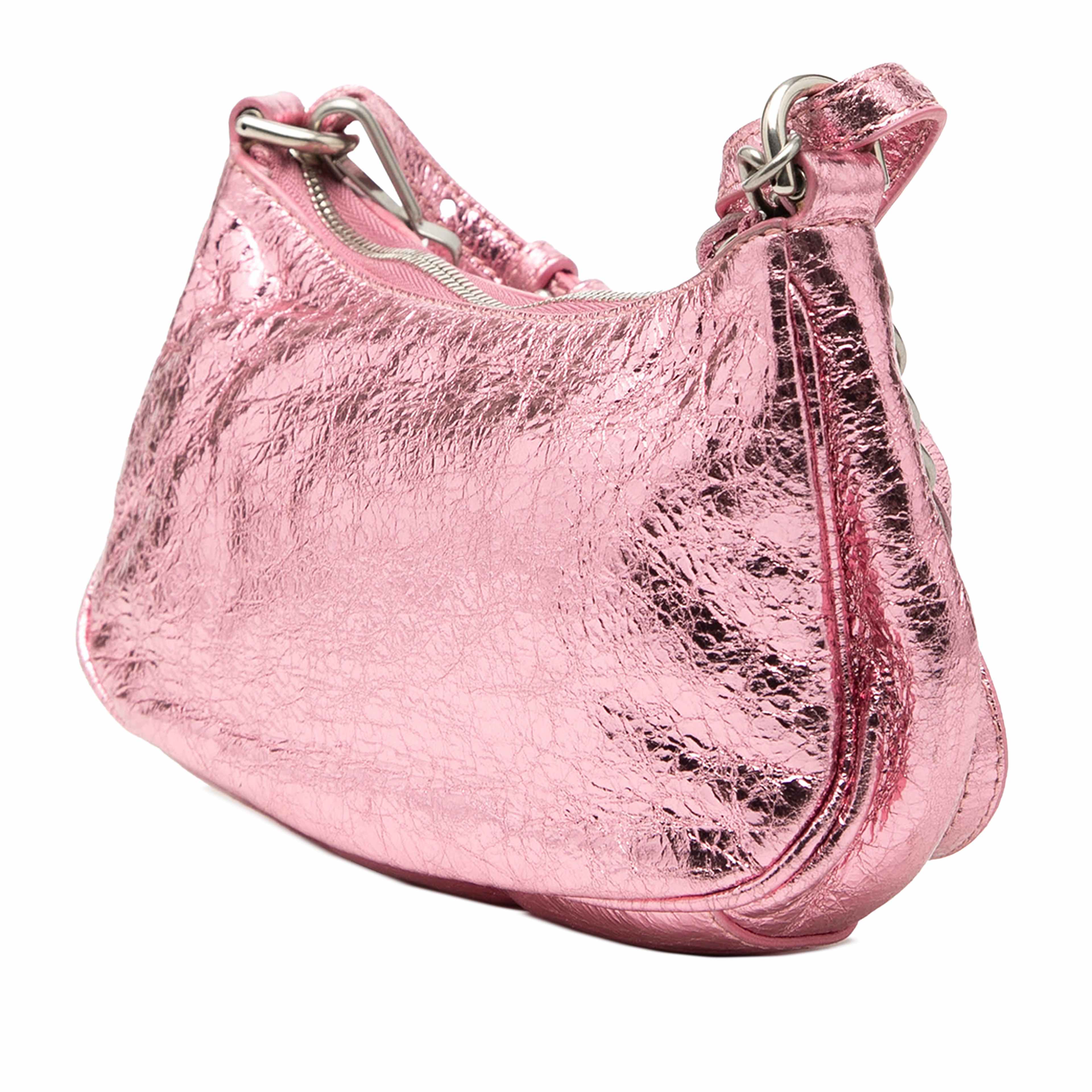 Balenciaga Metallic Lambskin Motocross Le Cagole Xs, från Luxclusif, i färgen pink. Klicka för att öppna bilden i stort format
