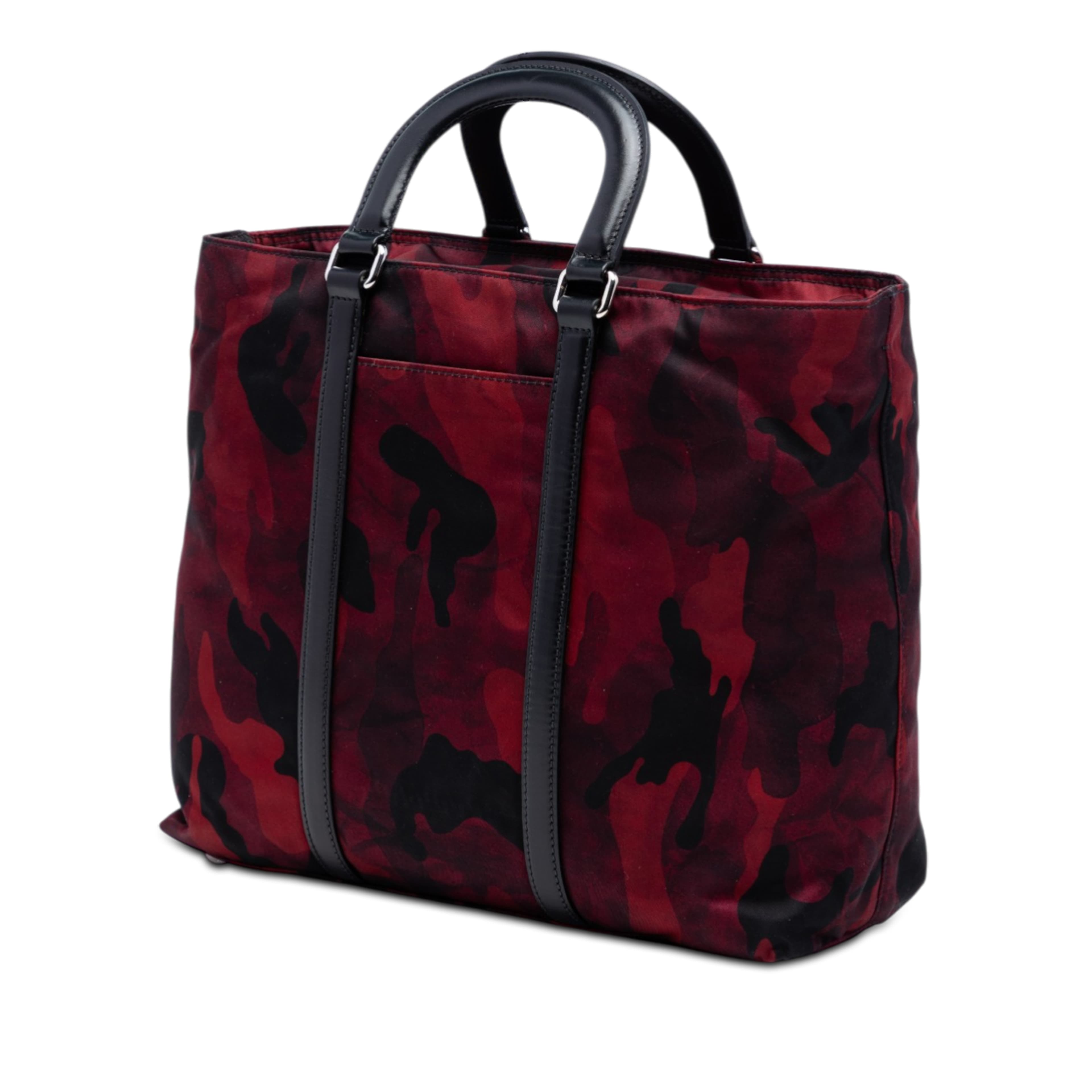 Prada Tessuto Camouflage Satchel, från Luxclusif, i färgen dark red. Klicka för att öppna bilden i stort format