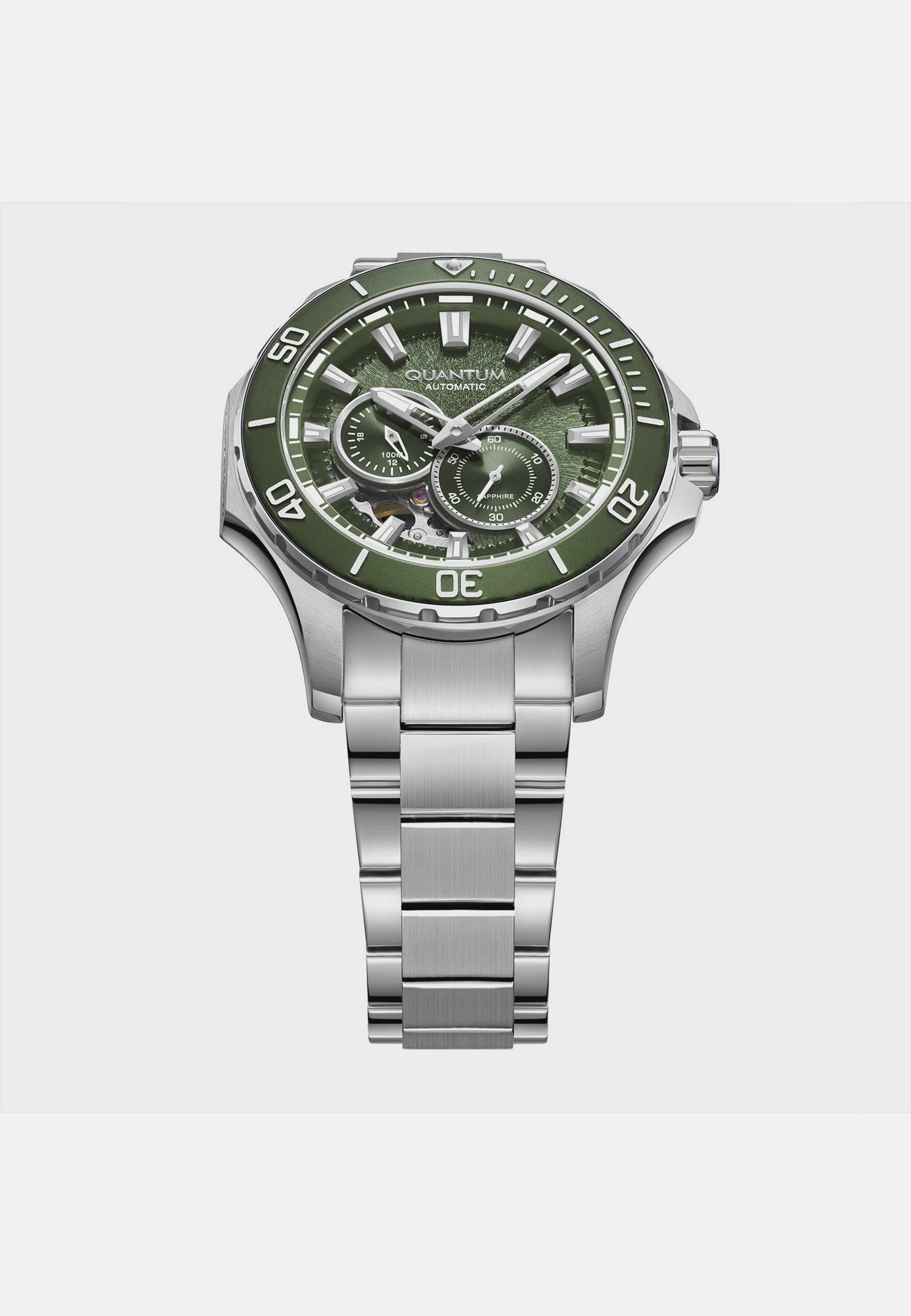 Quantum Automatic Herr Grön/stål, Metallband - Qmg1188.370, från Quantum, i färgen 1. Klicka för att öppna bilden i stort format
