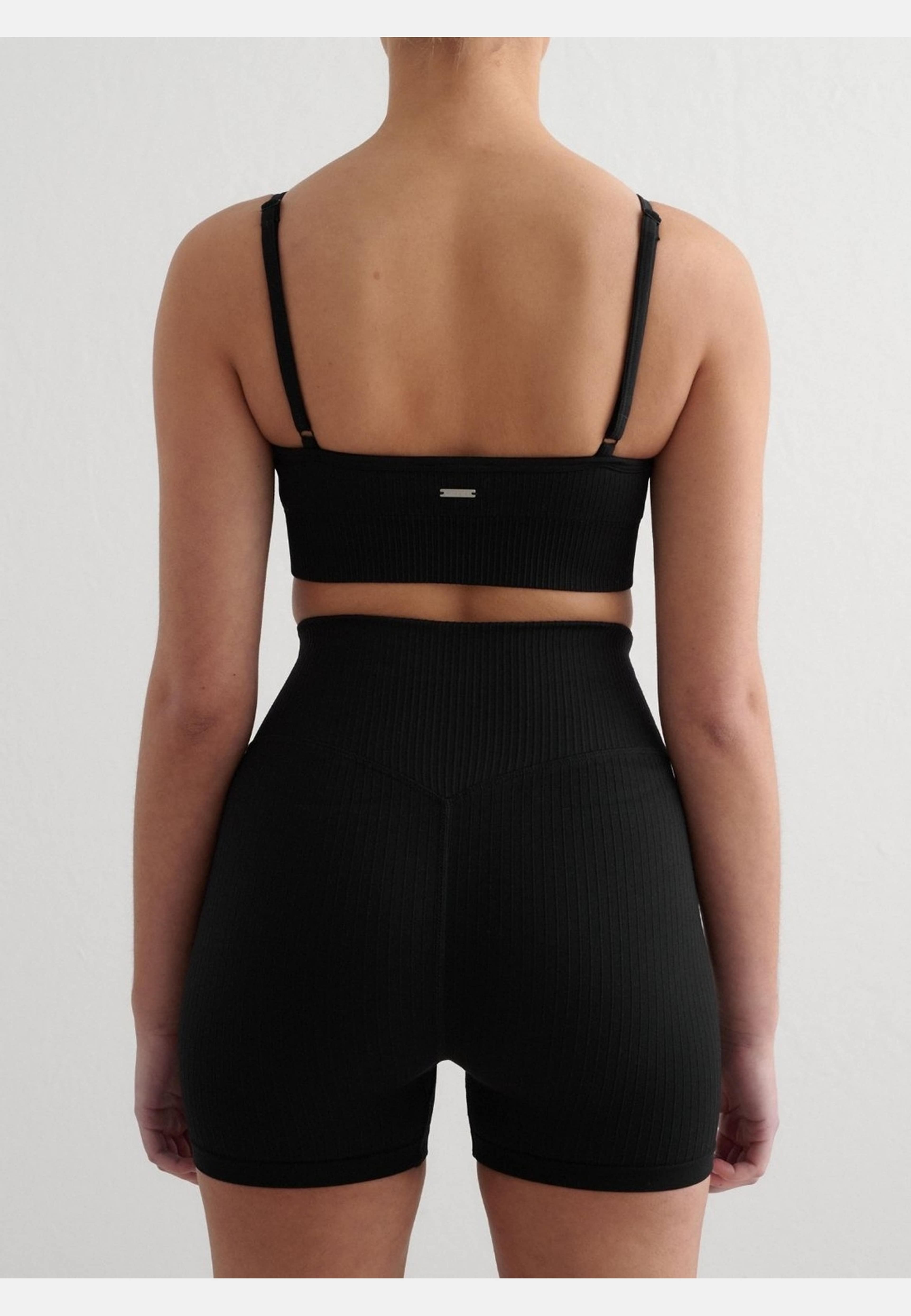 Black Ribbed Seamless Deep Cut Bra
