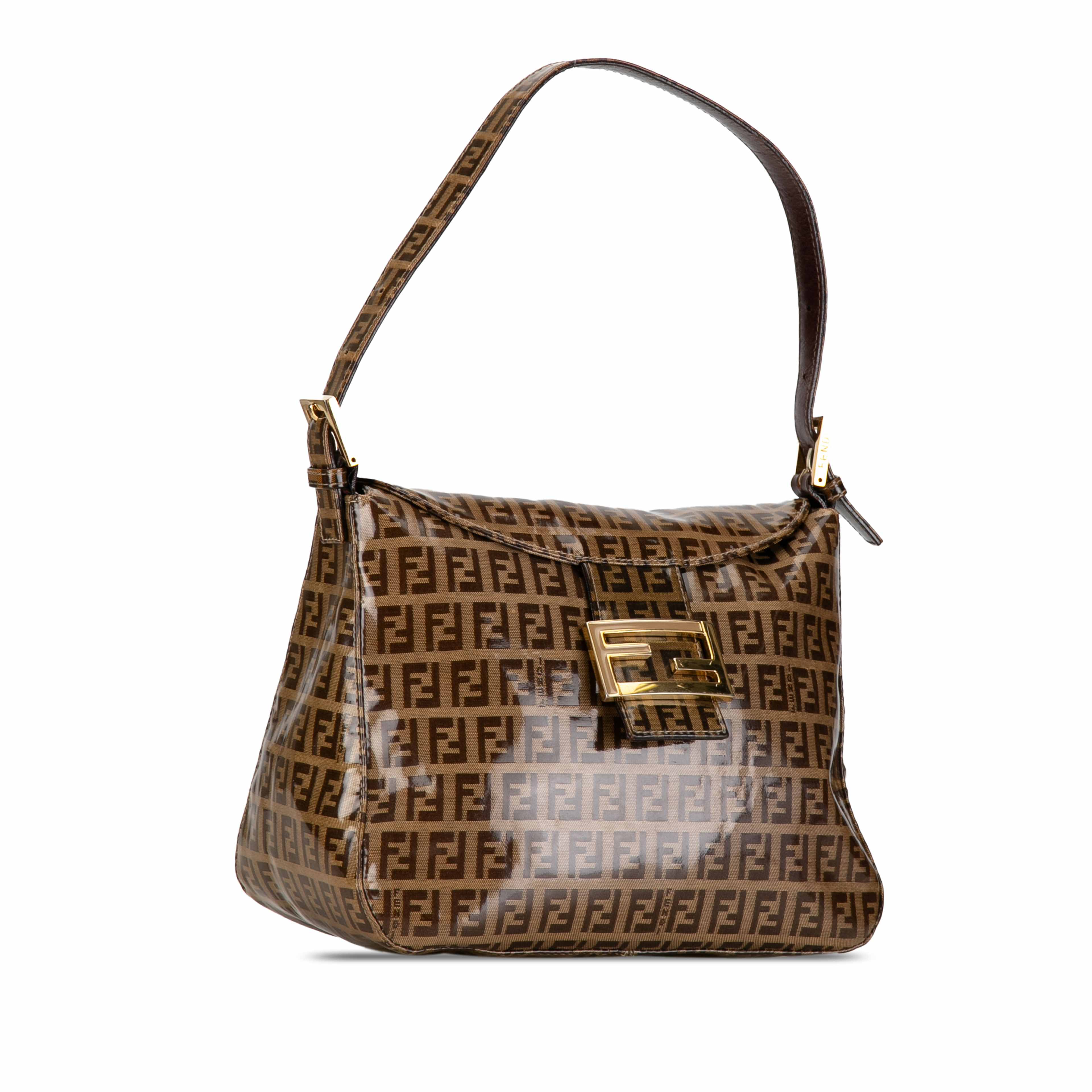 Fendi Zucchino Crystal Double Flap Shoulder Bag