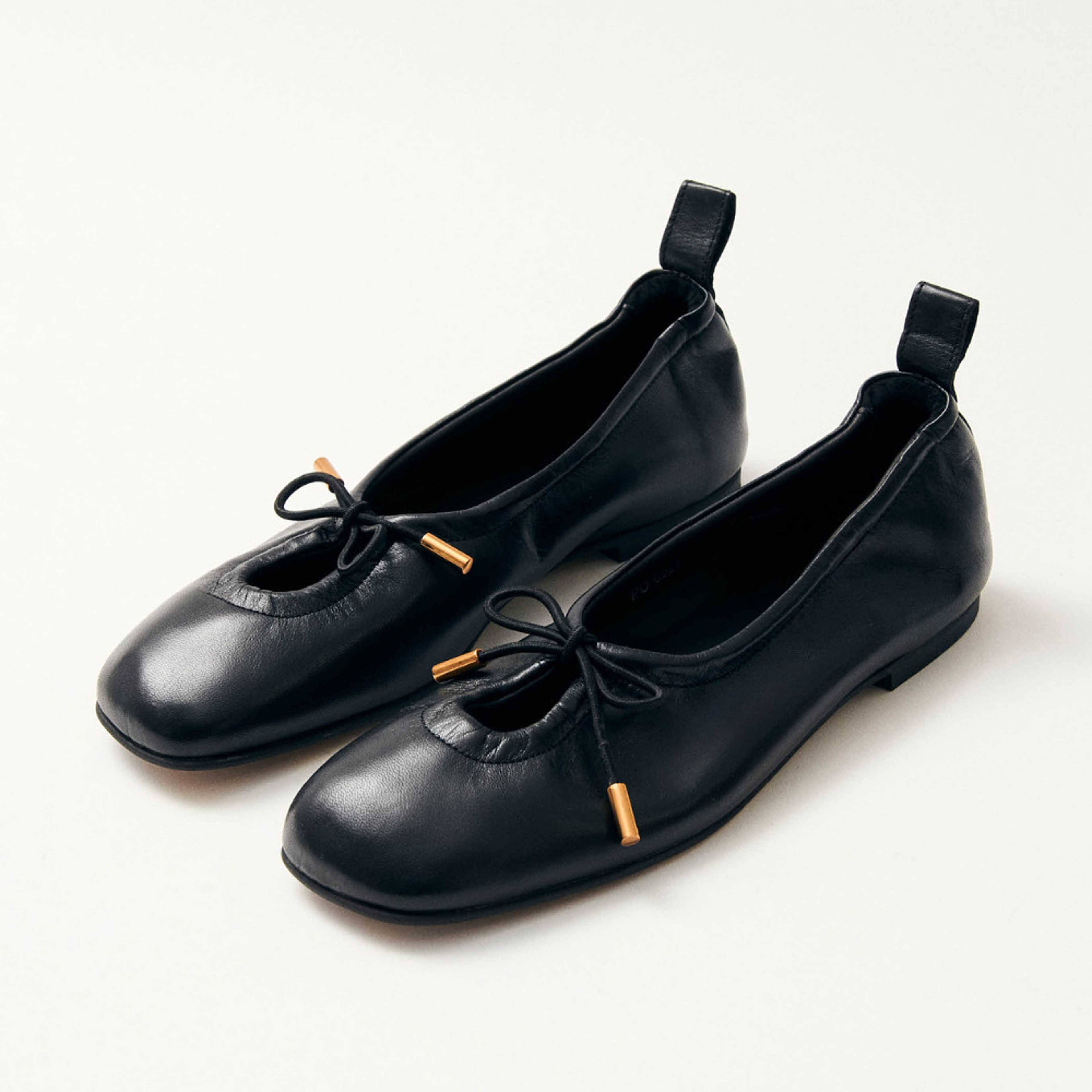 Rosalind Black Leather Ballet Flats