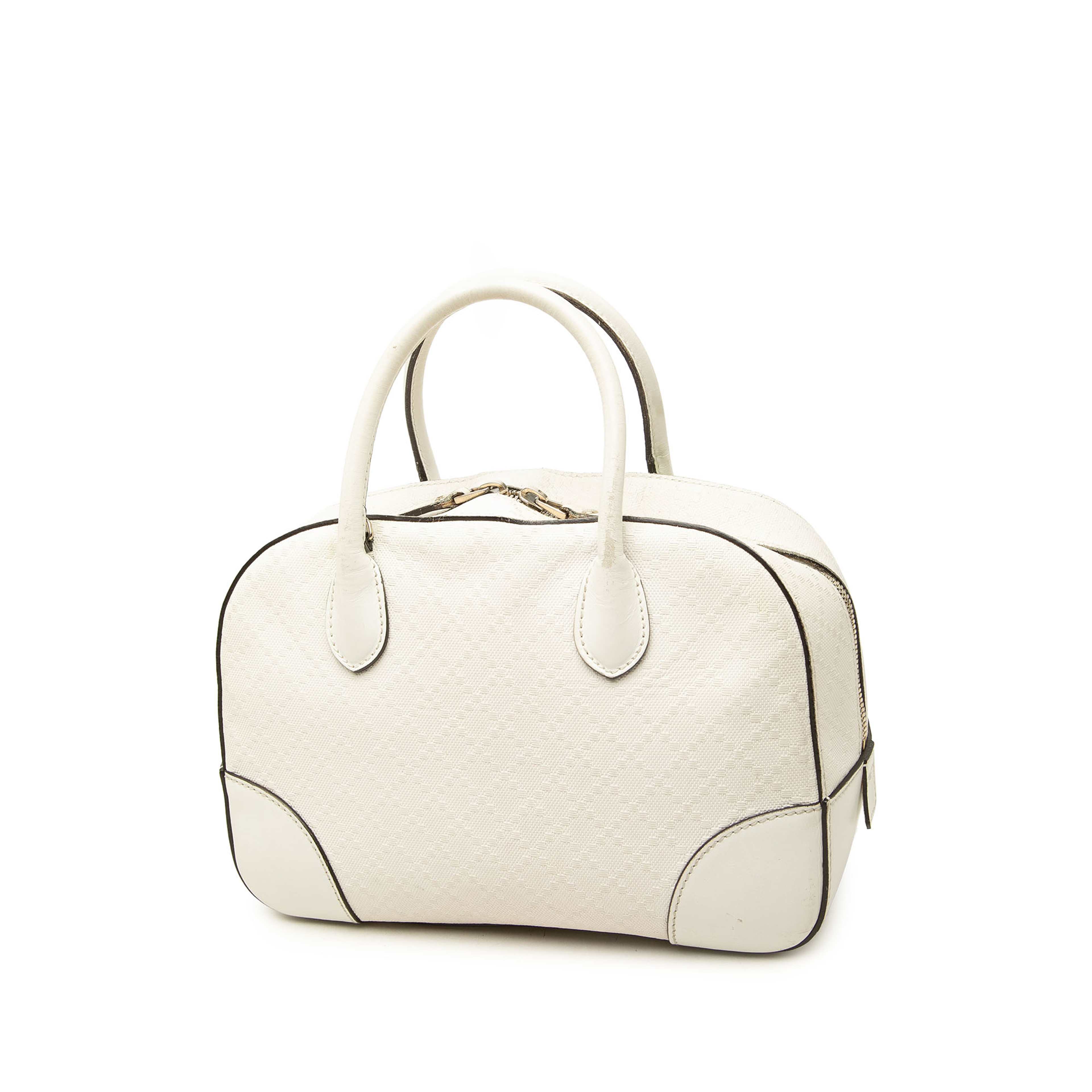 Gucci Diamante Bright Calfskin Satchel, från Luxclusif, i färgen vit. Klicka för att öppna bilden i stort format