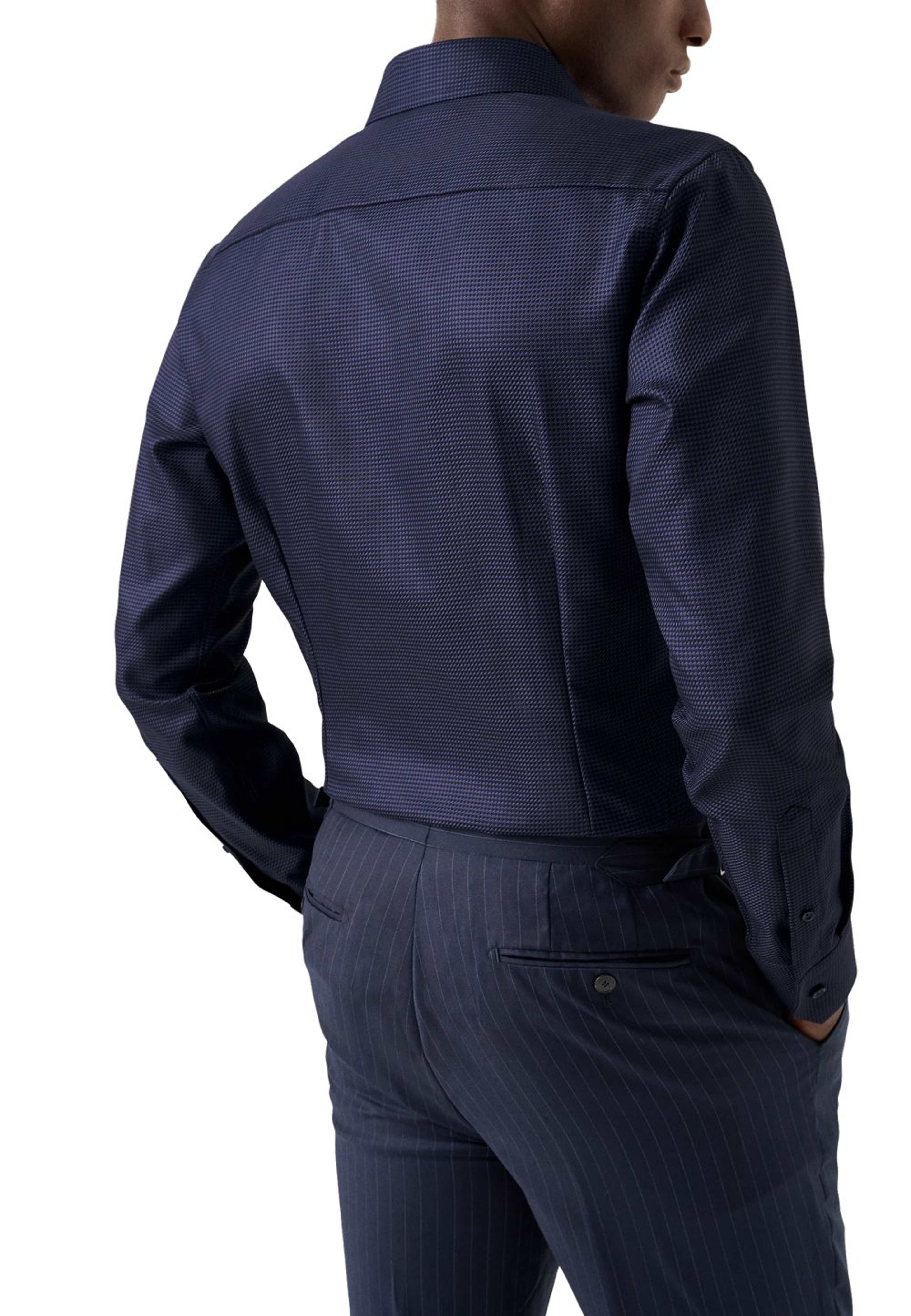 King Twill-skjorta Med Hundtandsmönster Contemporary Fit, från Eton, i färgen navy blue. Klicka för att öppna bilden i stort format