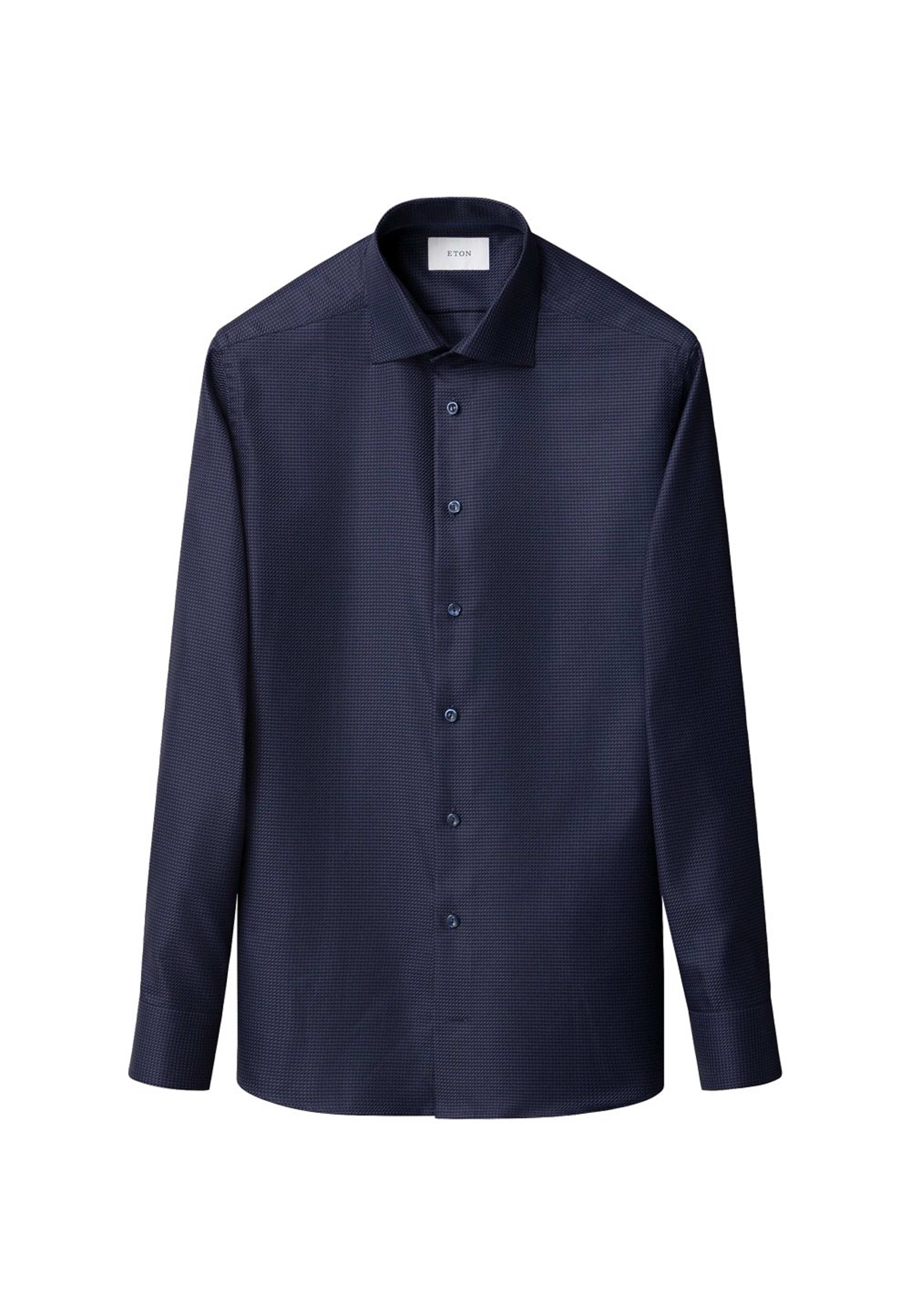 King Twill-skjorta Med Hundtandsmönster Contemporary Fit, från Eton, i färgen navy blue. Klicka för att öppna bilden i stort format