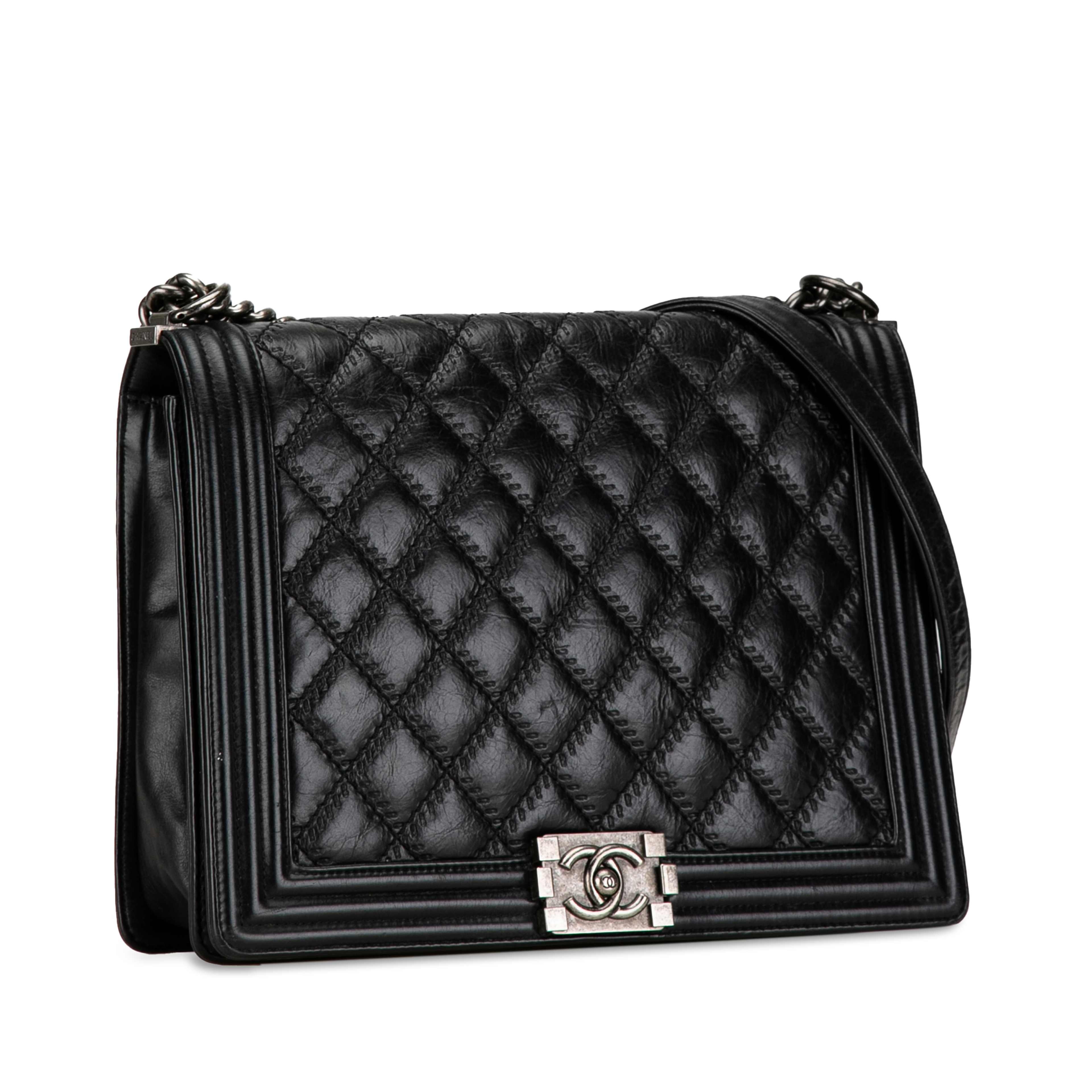 Chanel Large Calfskin Embroidered Stitch Boy Flap