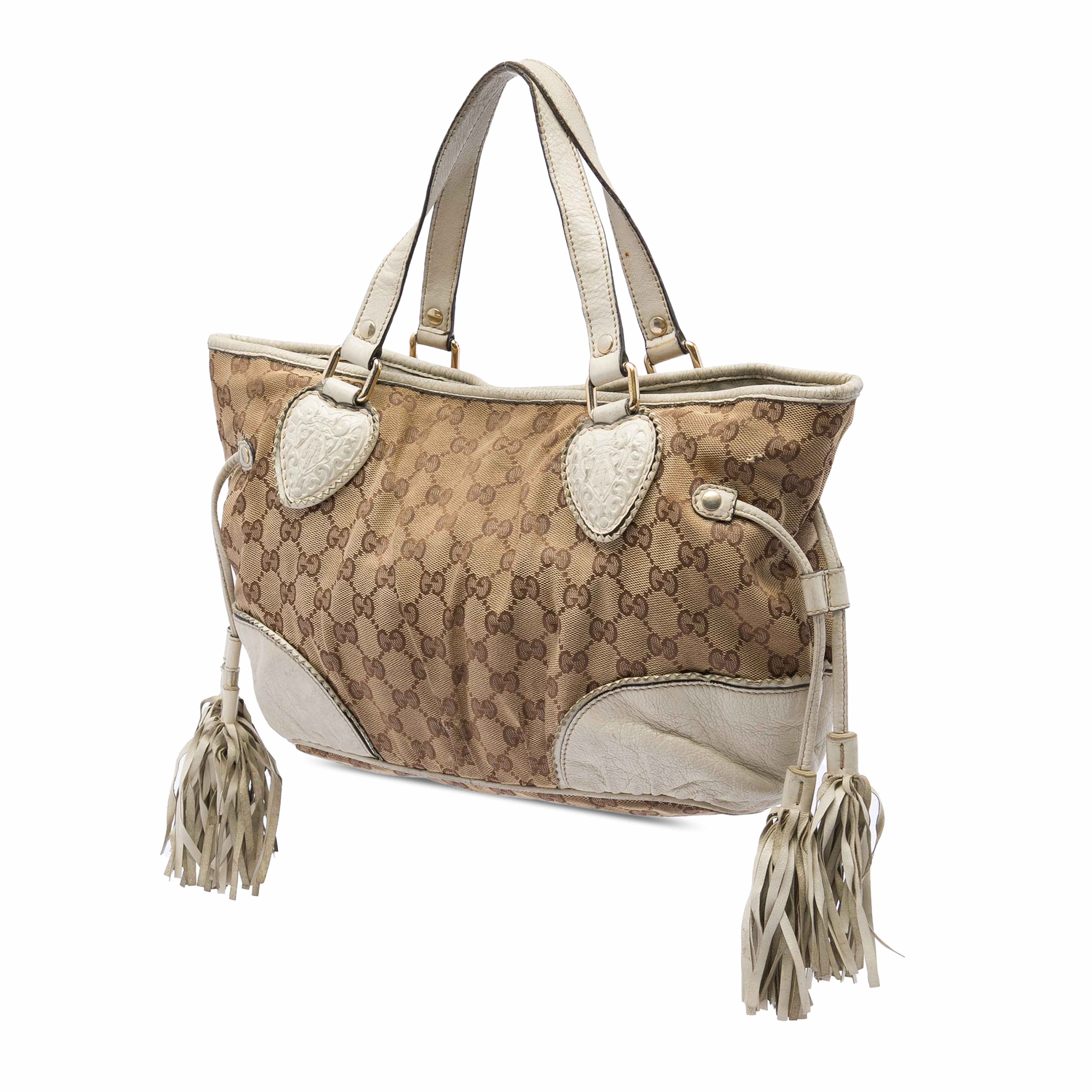 Gucci Small Gg Canvas Tribeca Tote, från Luxclusif, i färgen beige. Klicka för att öppna bilden i stort format