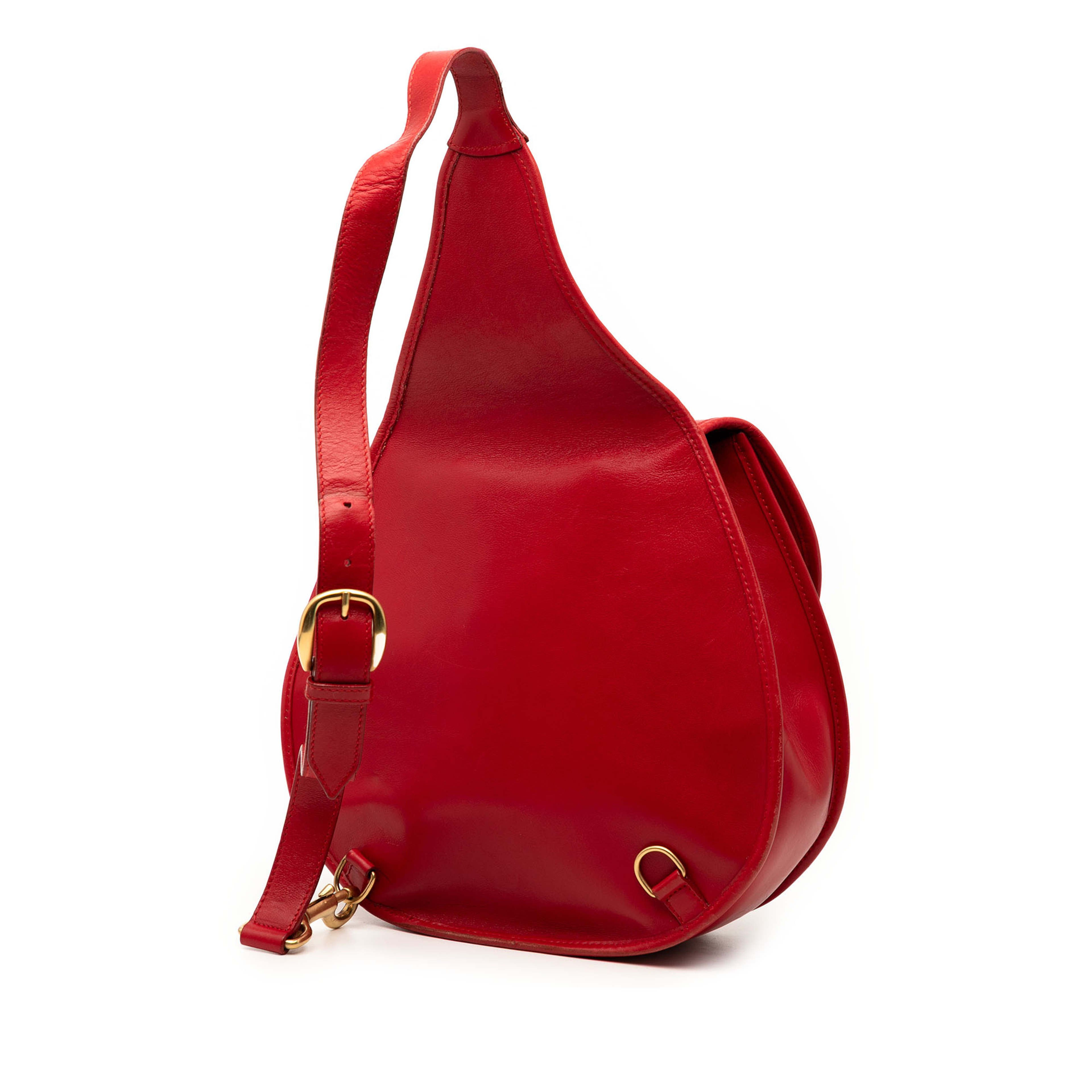 Gucci Leather Horsebit Backpack, från Luxclusif, i färgen red. Klicka för att öppna bilden i stort format