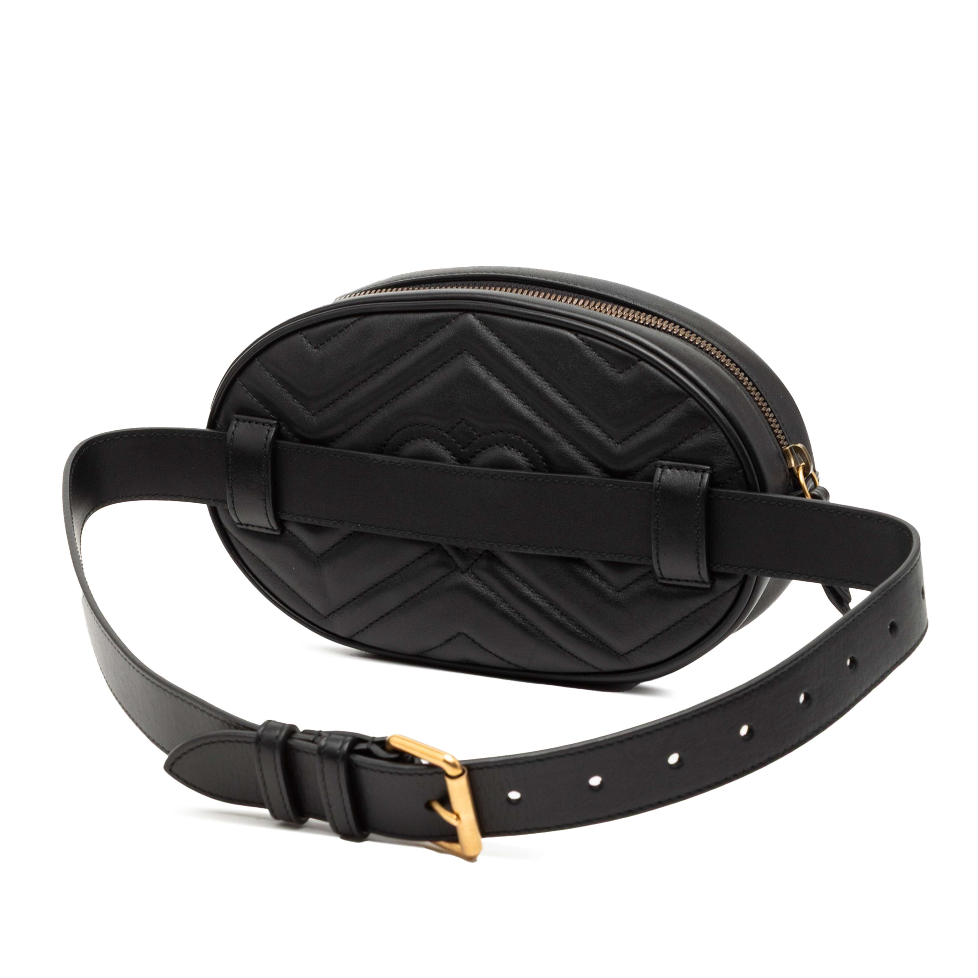 Gucci Gg Marmont Matelasse Leather Belt Bag, från Luxclusif, i färgen svart. Klicka för att öppna bilden i stort format