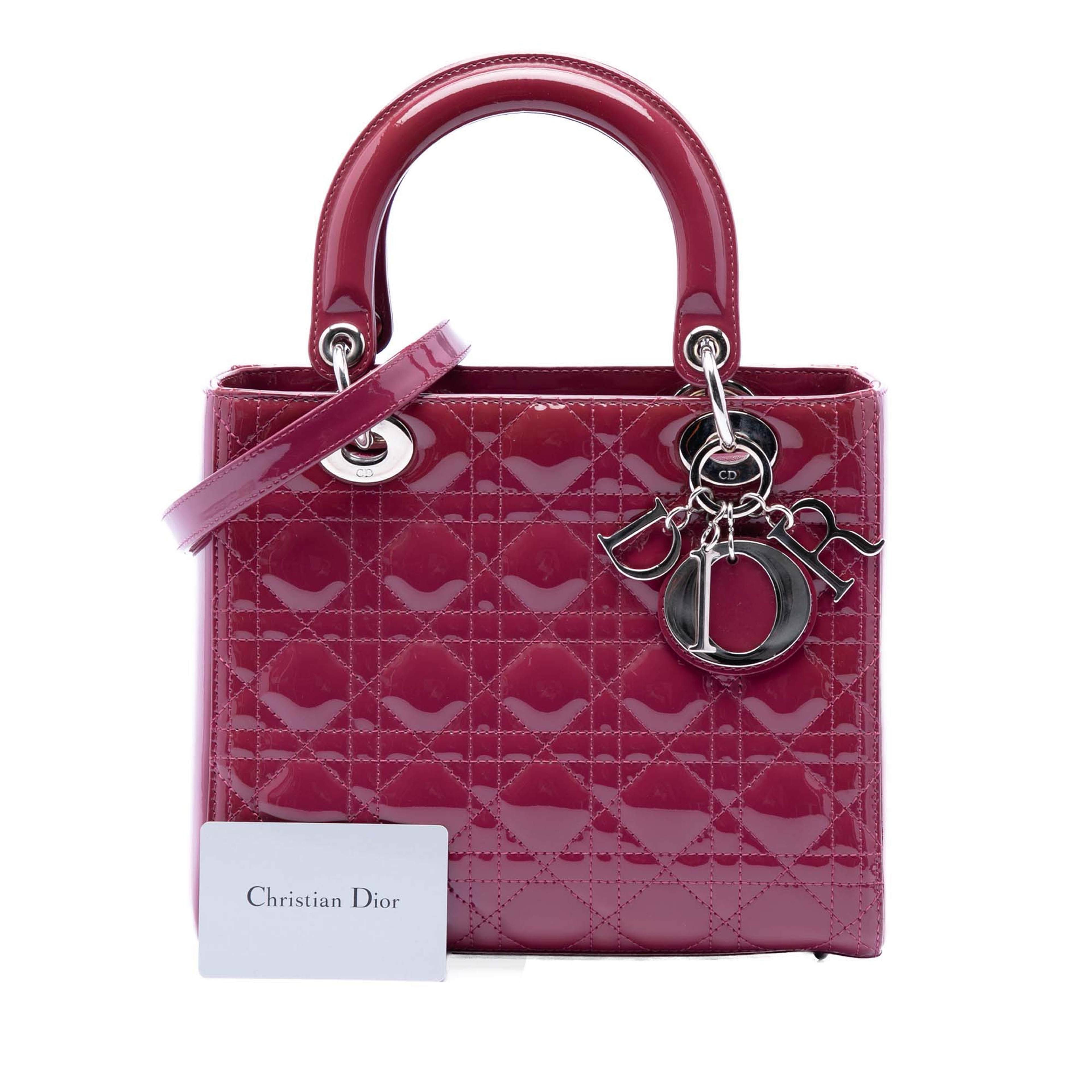 Dior Medium Patent Cannage Lady Dior, från Luxclusif, i färgen rosa. Klicka för att öppna bilden i stort format