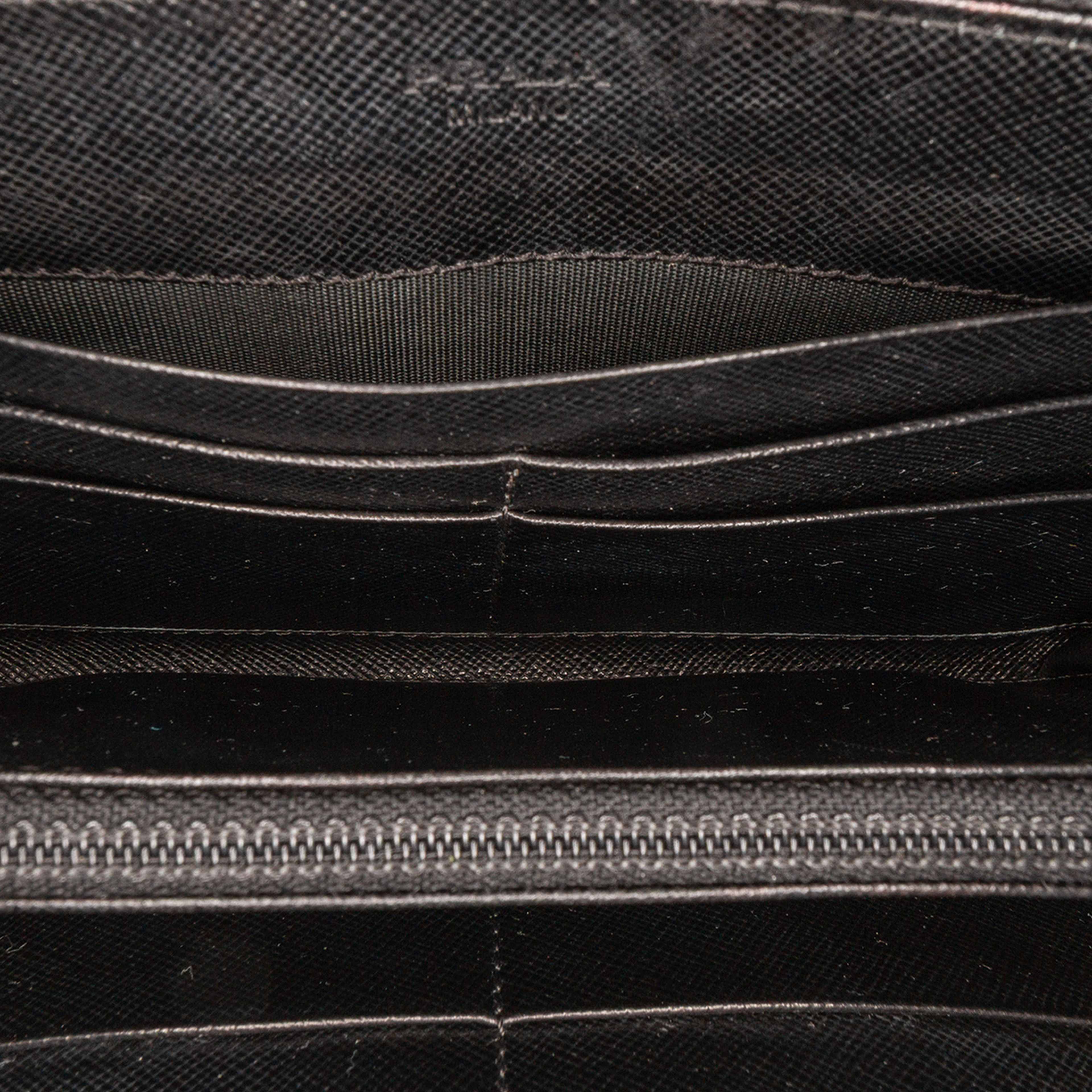 Prada Saffiano Zip Around Long Wallet