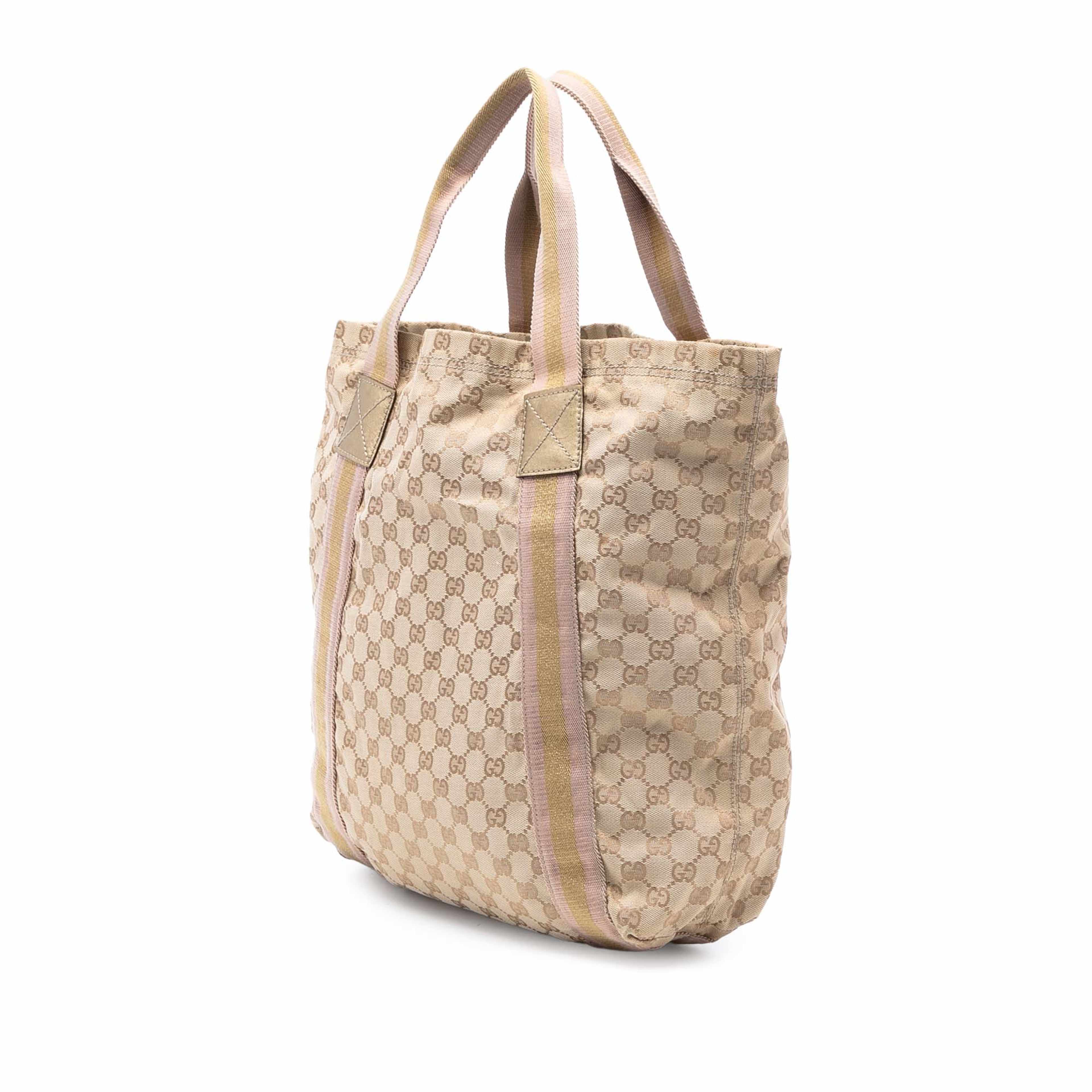 Gucci Gg Canvas Web Tote, från Luxclusif, i färgen beige. Klicka för att öppna bilden i stort format