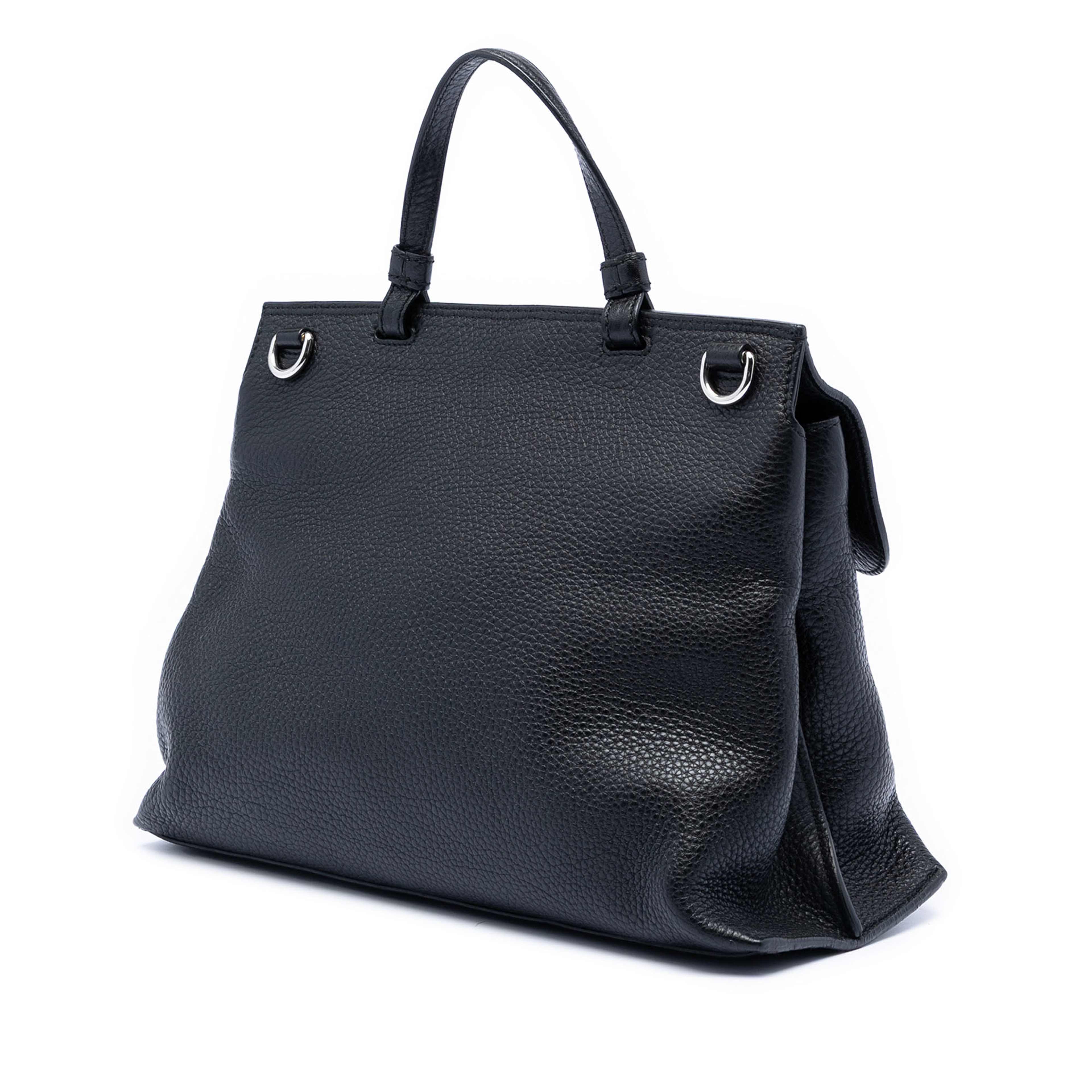 Gucci Medium Leather Bamboo Daily Satchel, från Luxclusif, i färgen black. Klicka för att öppna bilden i stort format