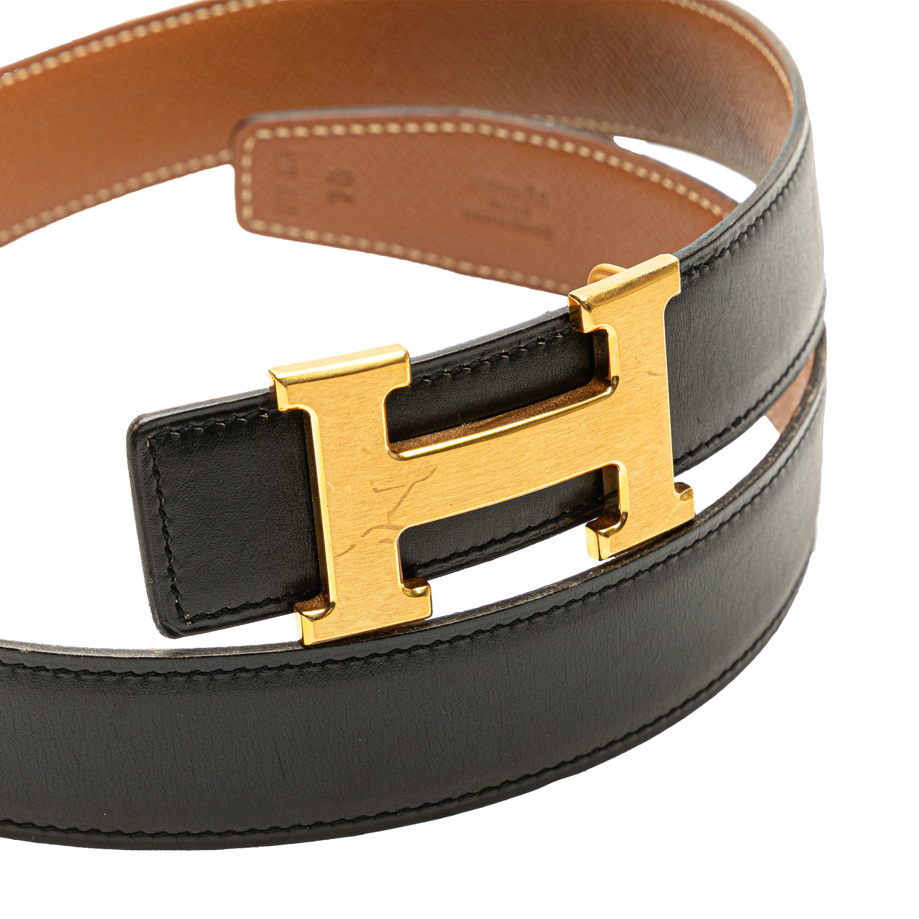 Hermès Epsom And Swift Constance H Reversible Belt, från Luxclusif, i färgen black. Klicka för att öppna bilden i stort format