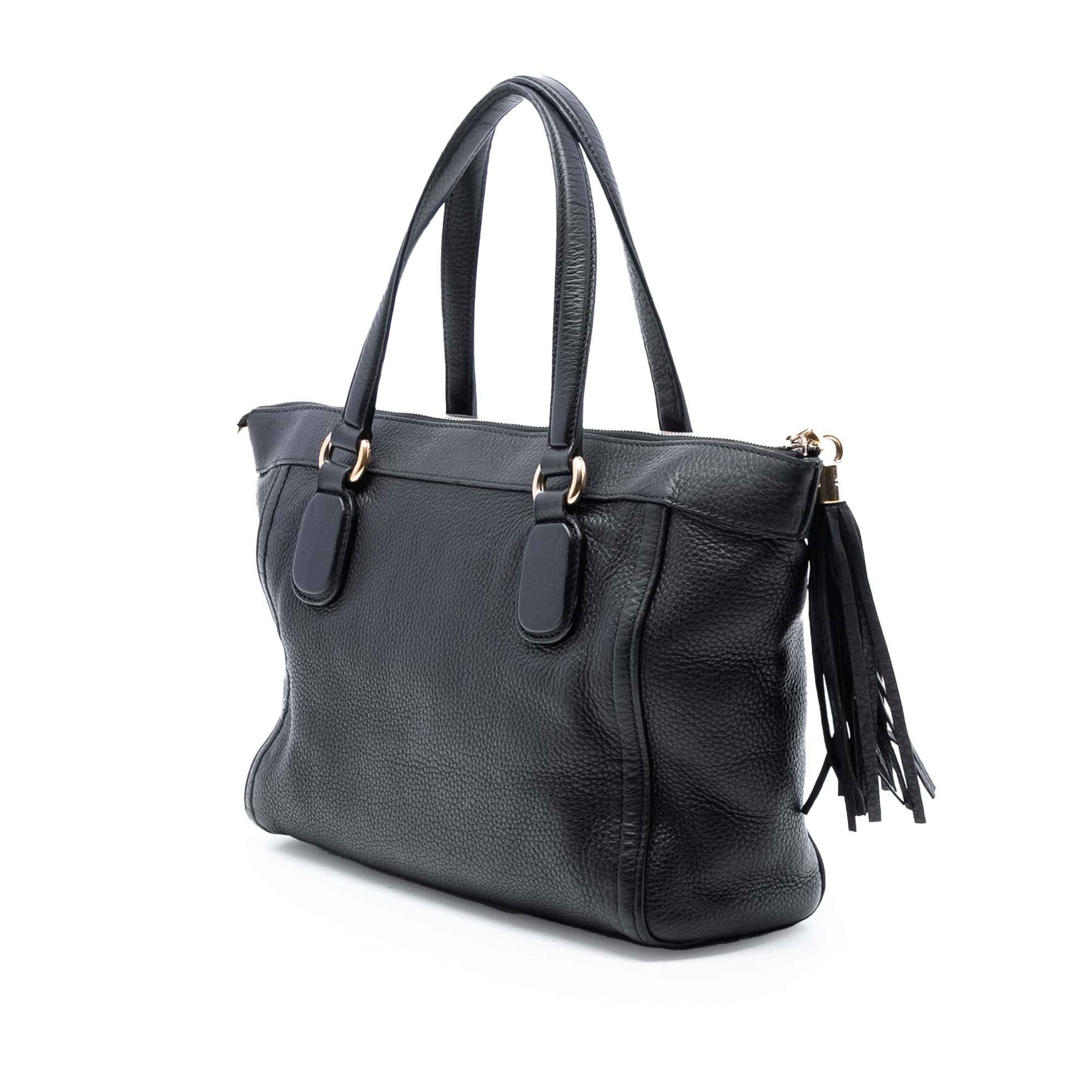 Gucci Small Leather Soho Working Tote, från Luxclusif, i färgen black. Klicka för att öppna bilden i stort format