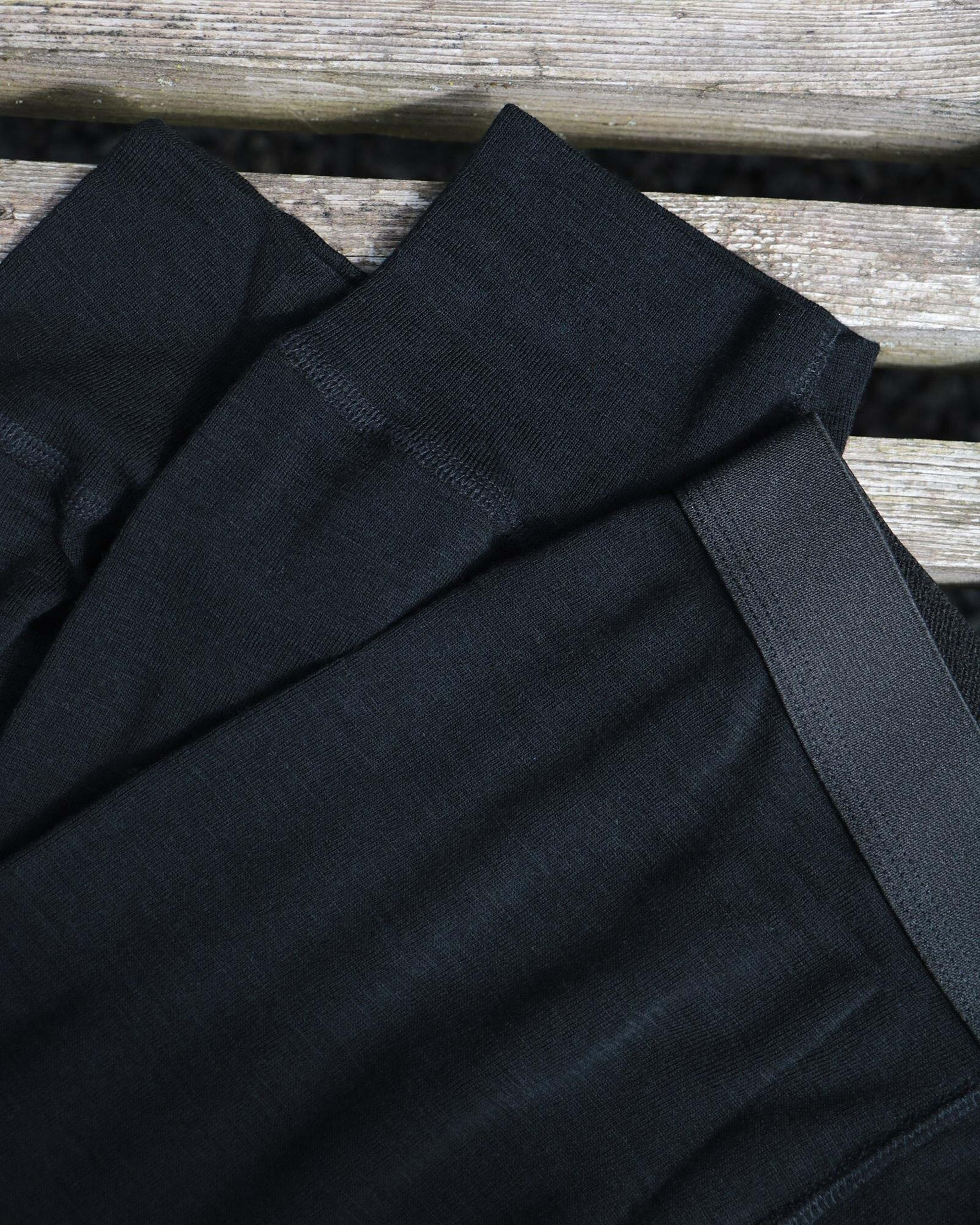2-pack 3/4 Långkalsonger Med Gylf | 100% Merinoull | Svart