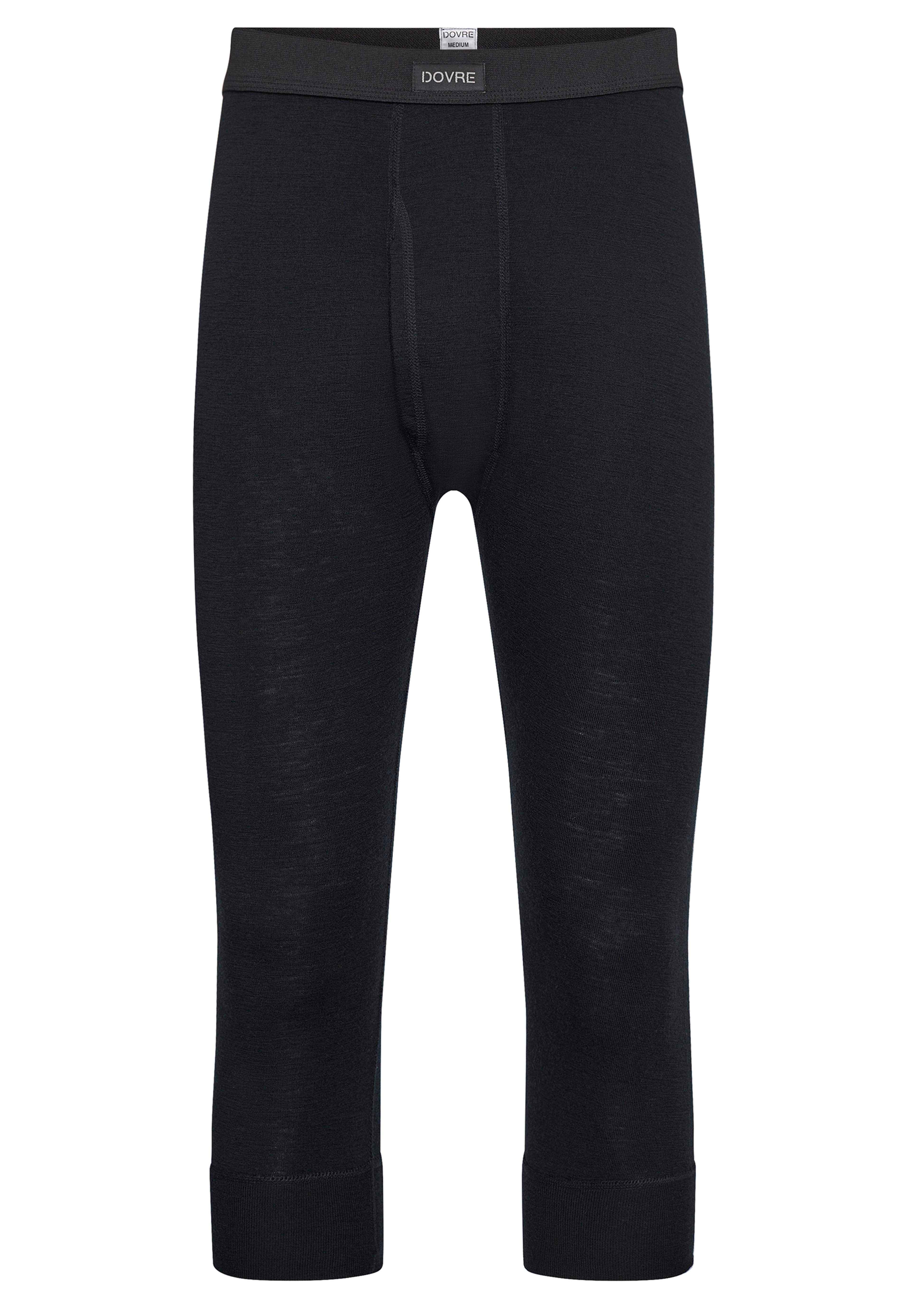 2-pack 3/4 Långkalsonger Med Gylf | 100% Merinoull | Svart