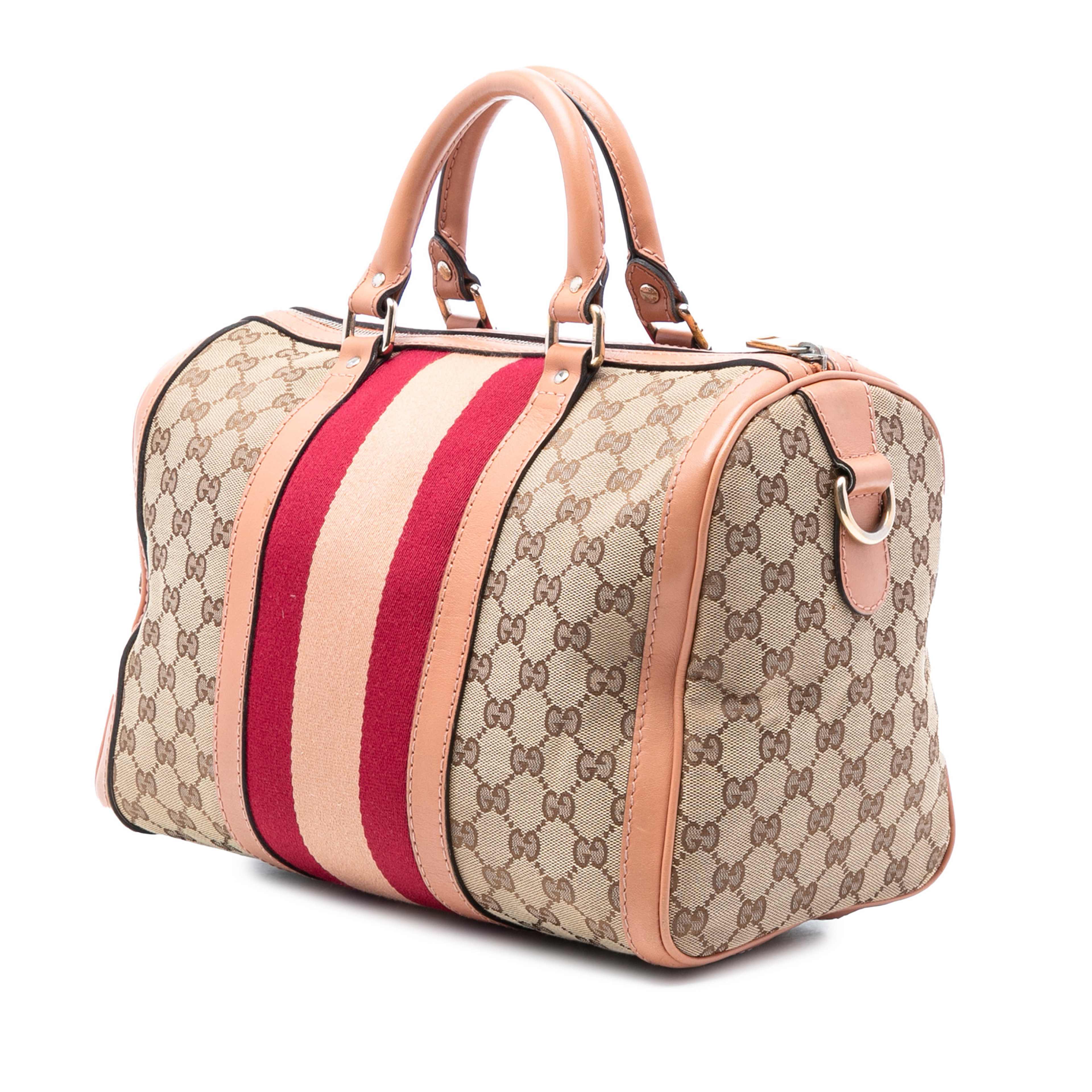 Gucci Medium Gg Canvas Web Joy Boston Bag, från Luxclusif, i färgen beige. Klicka för att öppna bilden i stort format