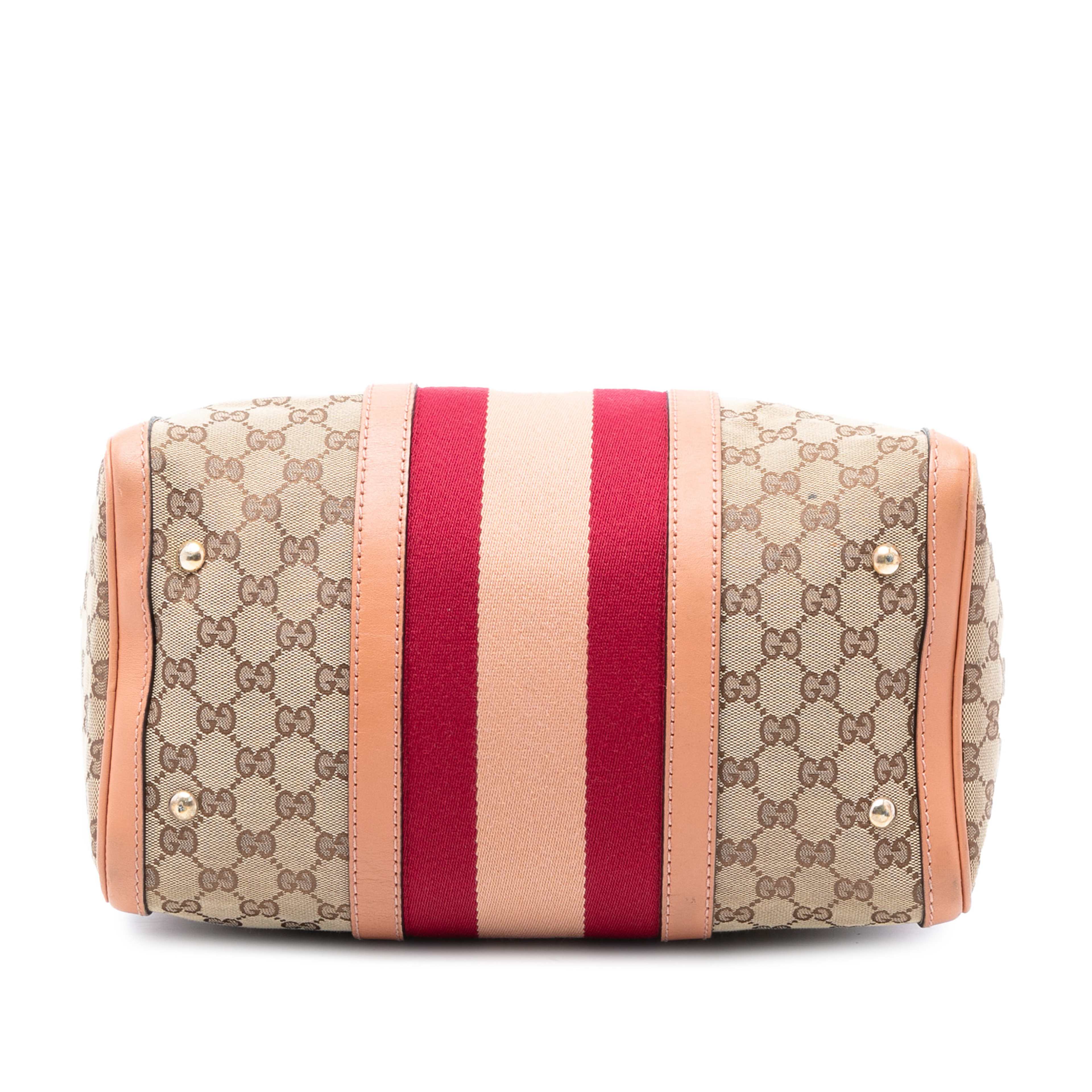 Gucci Medium Gg Canvas Web Joy Boston Bag, från Luxclusif, i färgen beige. Klicka för att öppna bilden i stort format