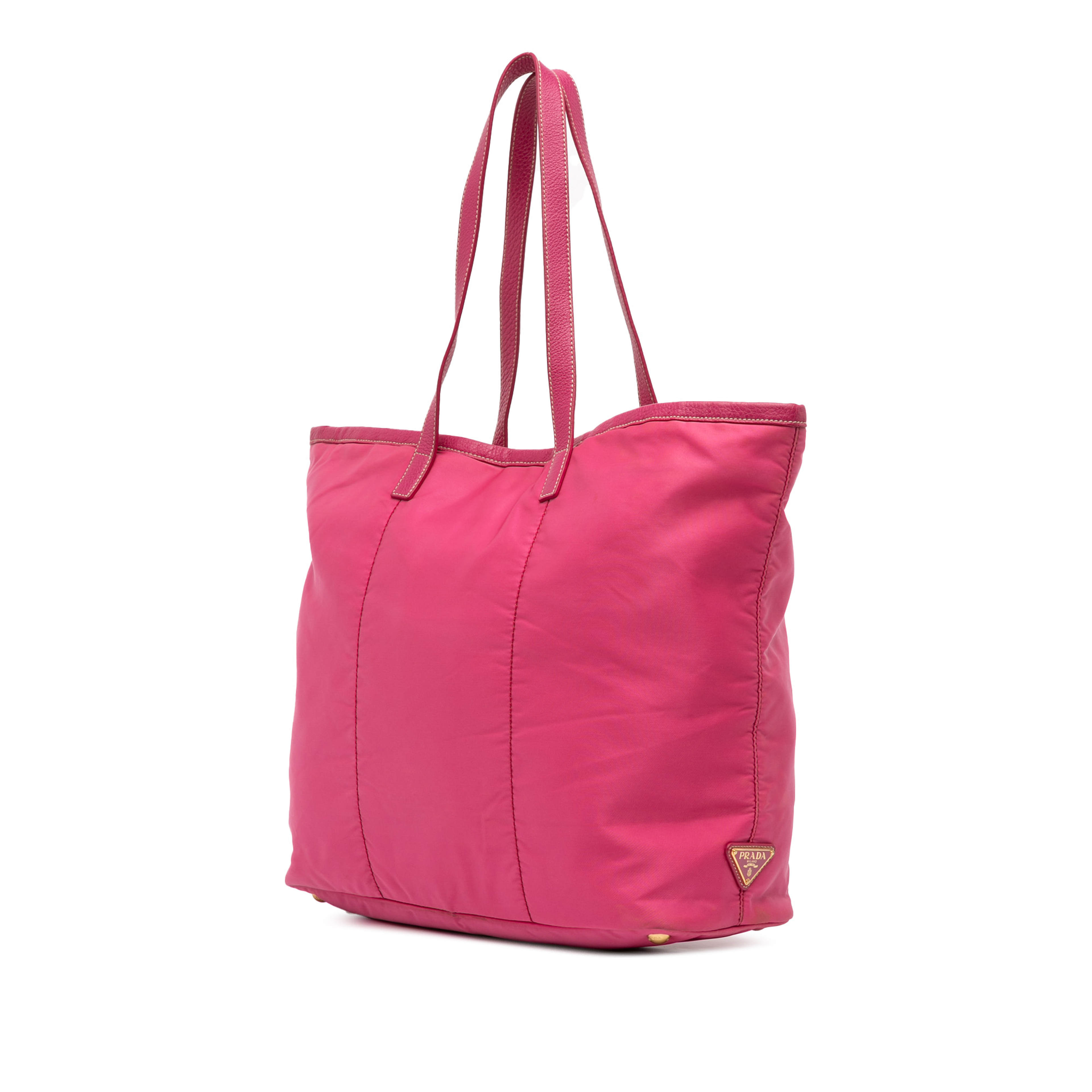 Prada Tessuto Canapa Logo Tote, från Luxclusif, i färgen pink. Klicka för att öppna bilden i stort format